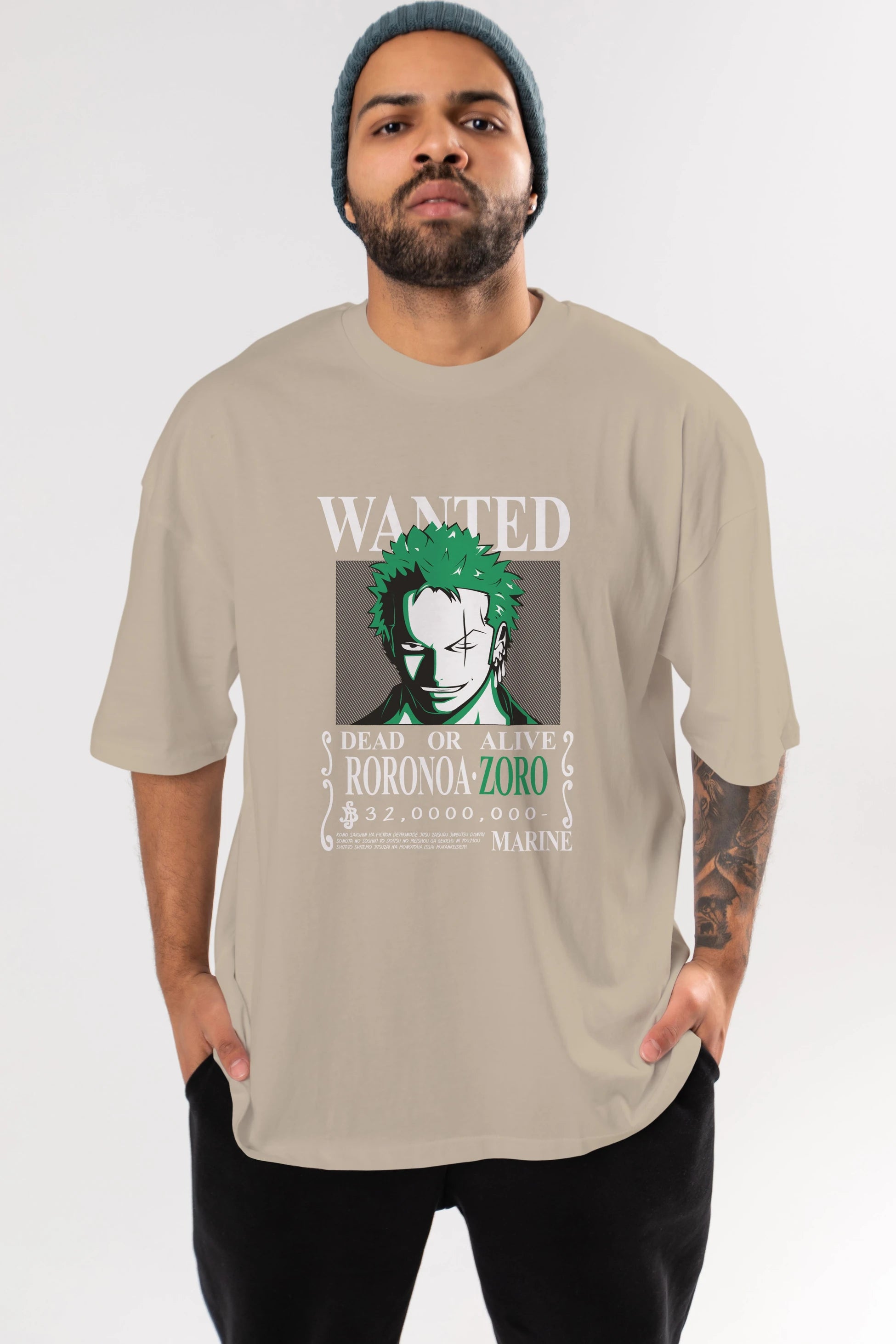 Roronoa Zoro Anime Ön Baskılı Oversize t-shirt Erkek Kadın Unisex