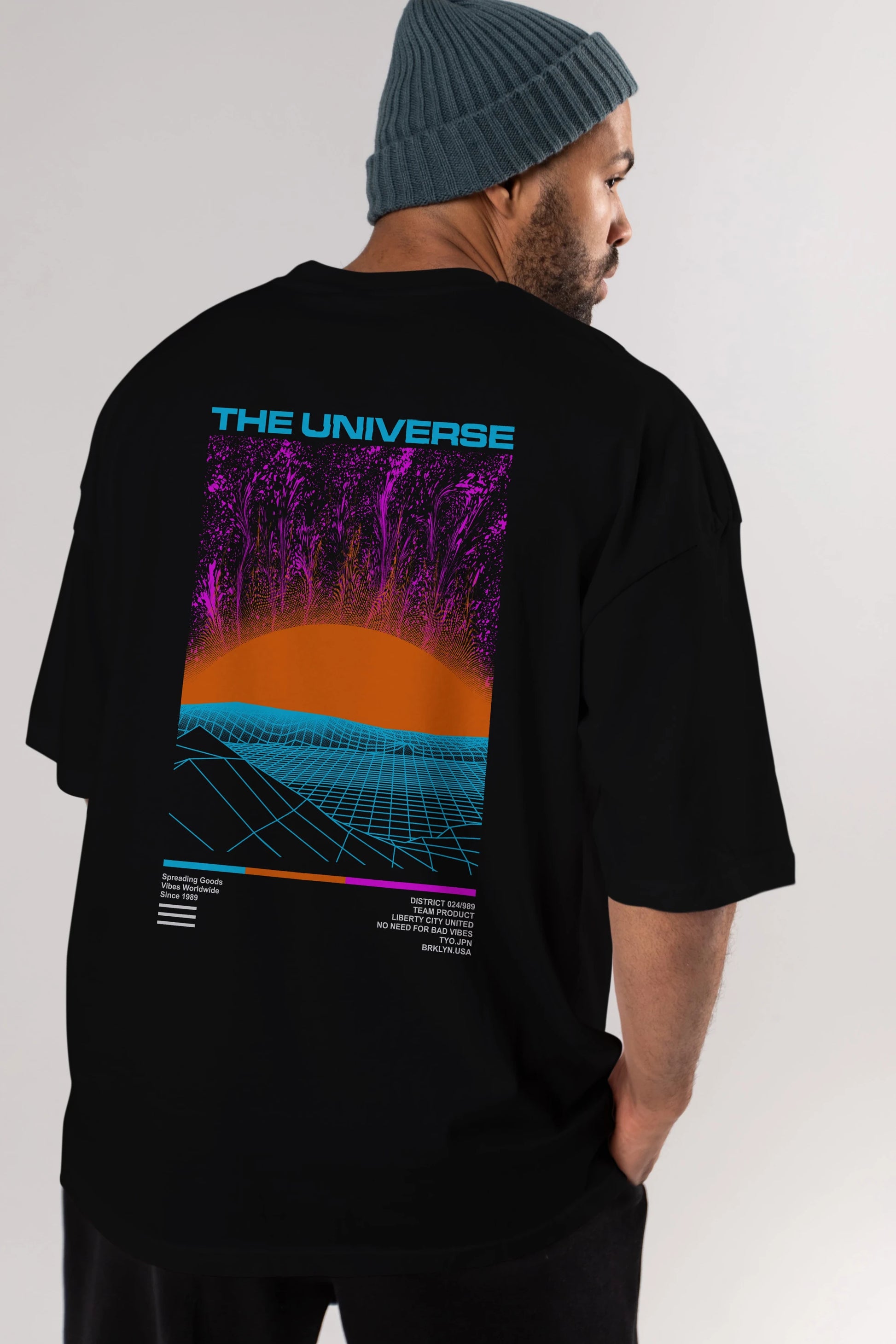 The Universe Arka Baskılı Oversize t-shirt Erkek Kadın Unisex