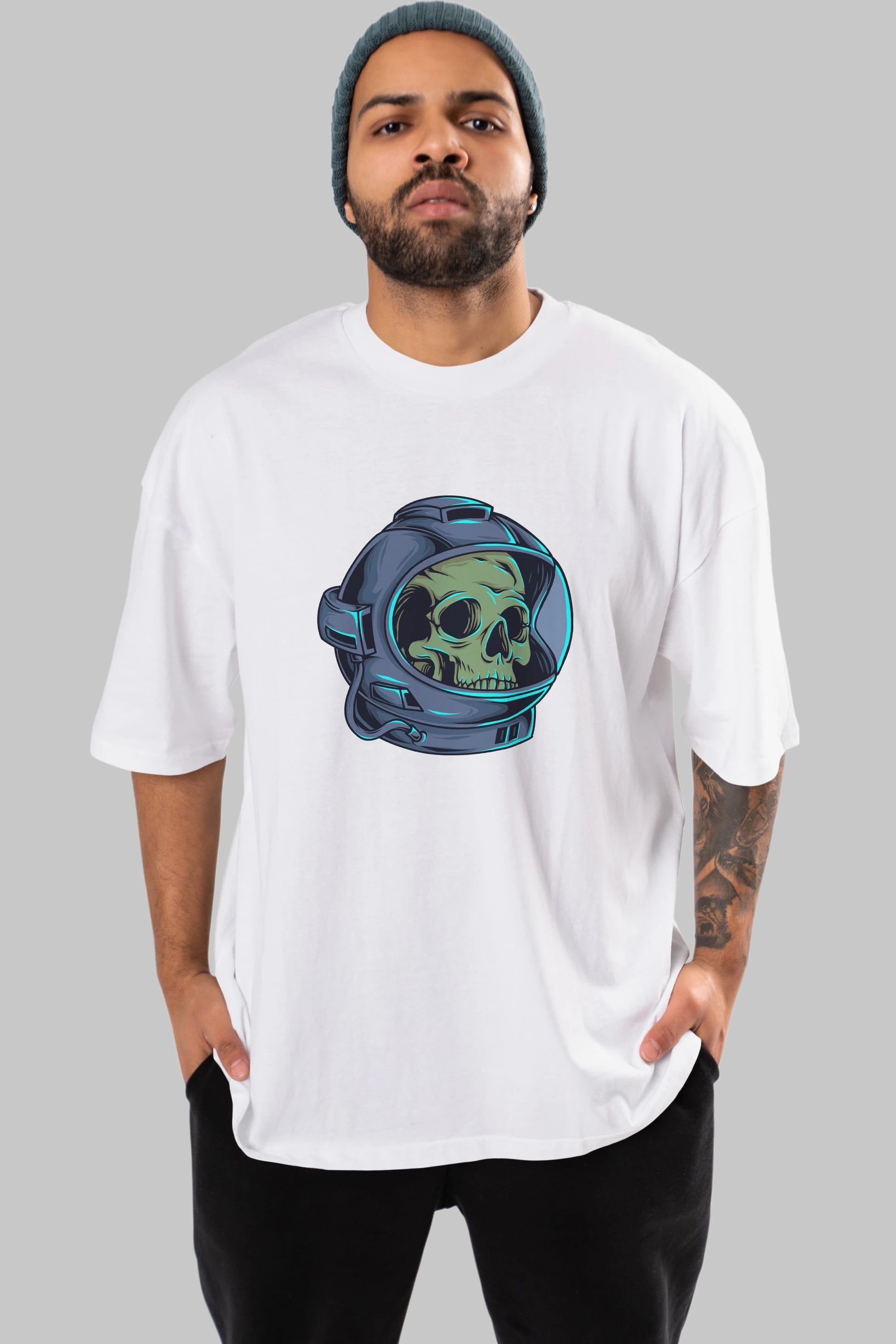 Astroskull Ön Baskılı Oversize t-shirt Erkek Kadın Unisex