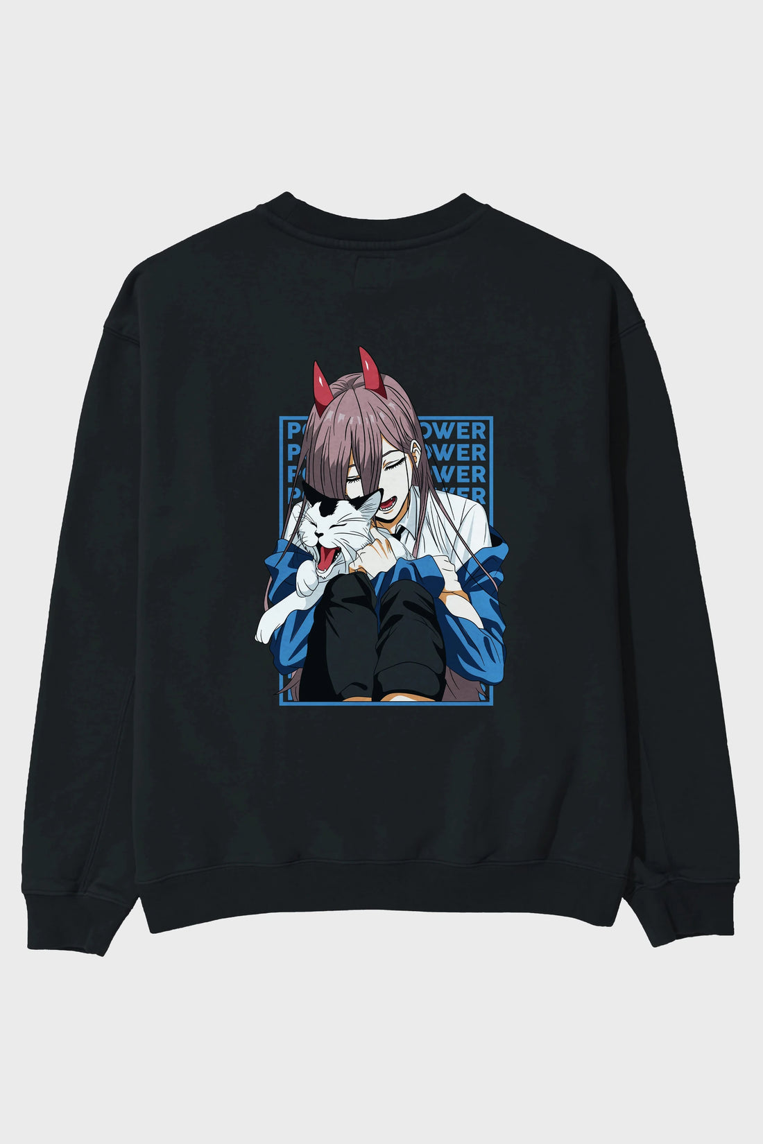 POWER CHAINSAWMAN Anime Arka Baskılı Oversize Sweatshirt Erkek Kadın Unisex