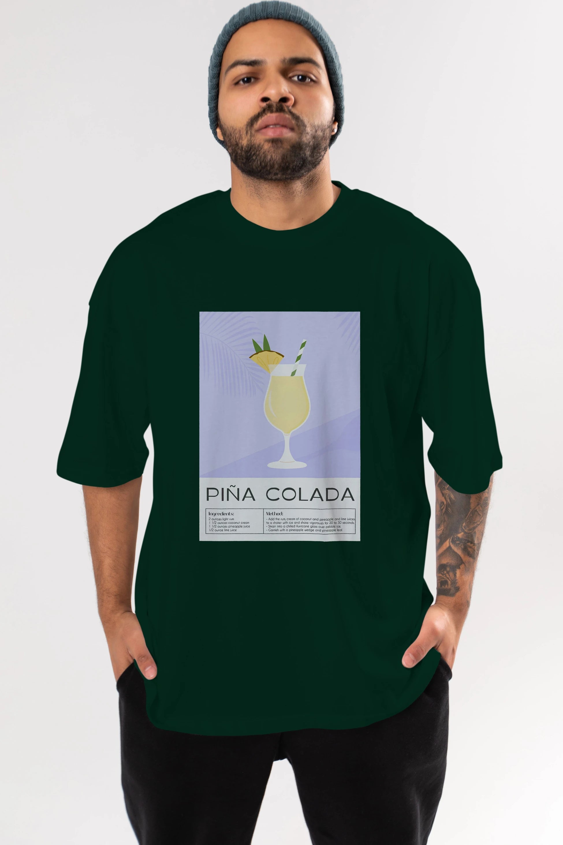 PIna Colada 6 Ön Baskılı Oversize t-shirt Erkek Kadın Unisex %100 Pamuk Bisiklet Yaka tişort