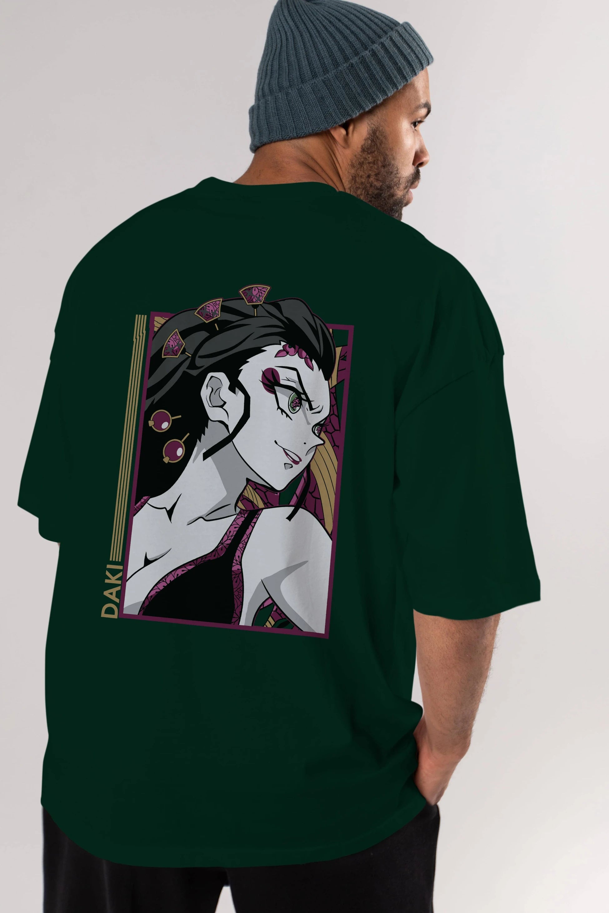 Daki DEMION SLAYER Anime Arka Baskılı Oversize t-shirt Erkek Kadın Unisex