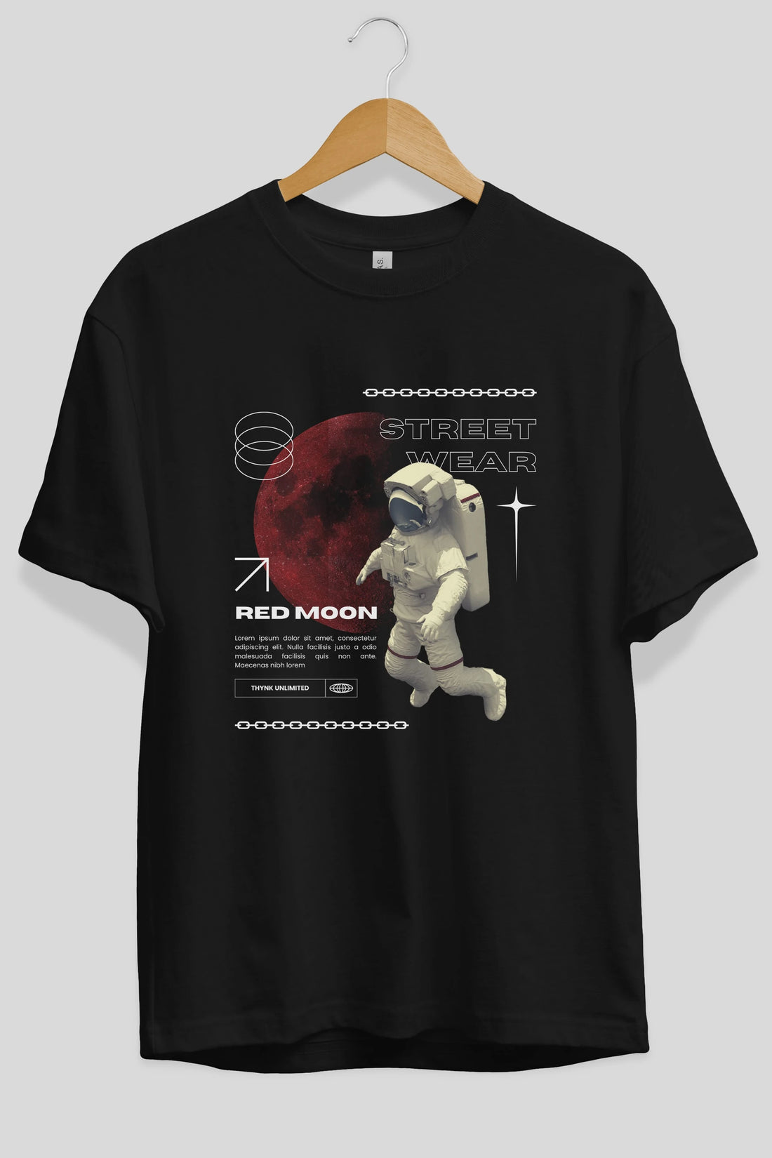 Red Moon Streetwear Ön Baskılı Oversize t-shirt Erkek Kadın Unisex