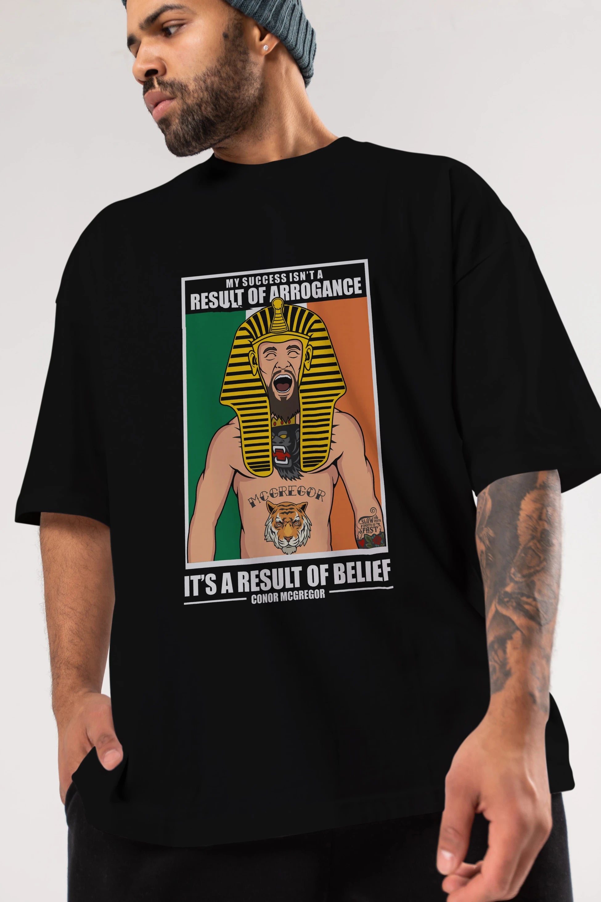 McGregor Pharaoh Ön Baskılı Oversize t-shirt Erkek Kadın Unisex %100 Pamuk tişort