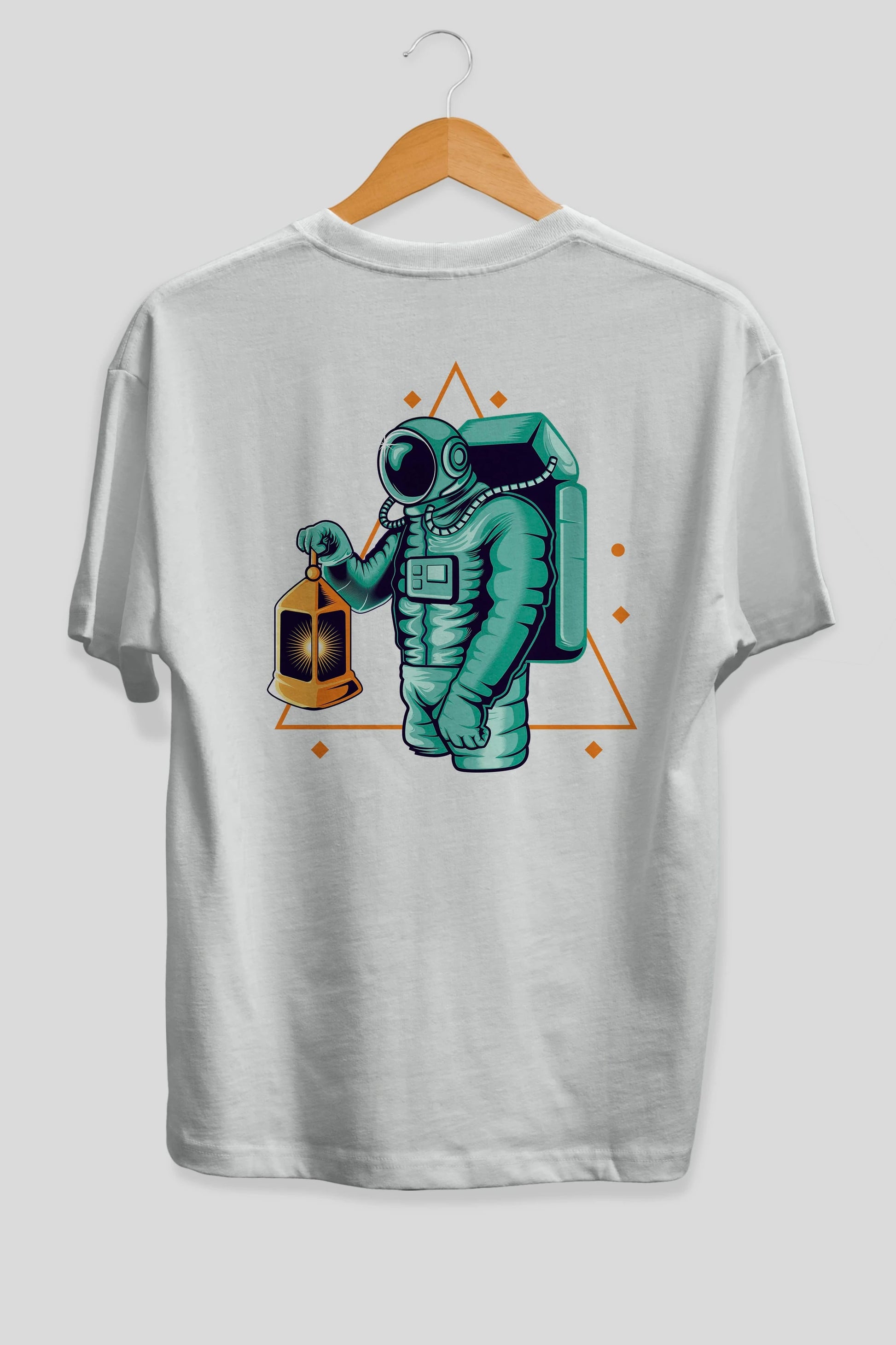 Astronaut Lantern Arka Baskılı Oversize t-shirt Erkek Kadın Unisex