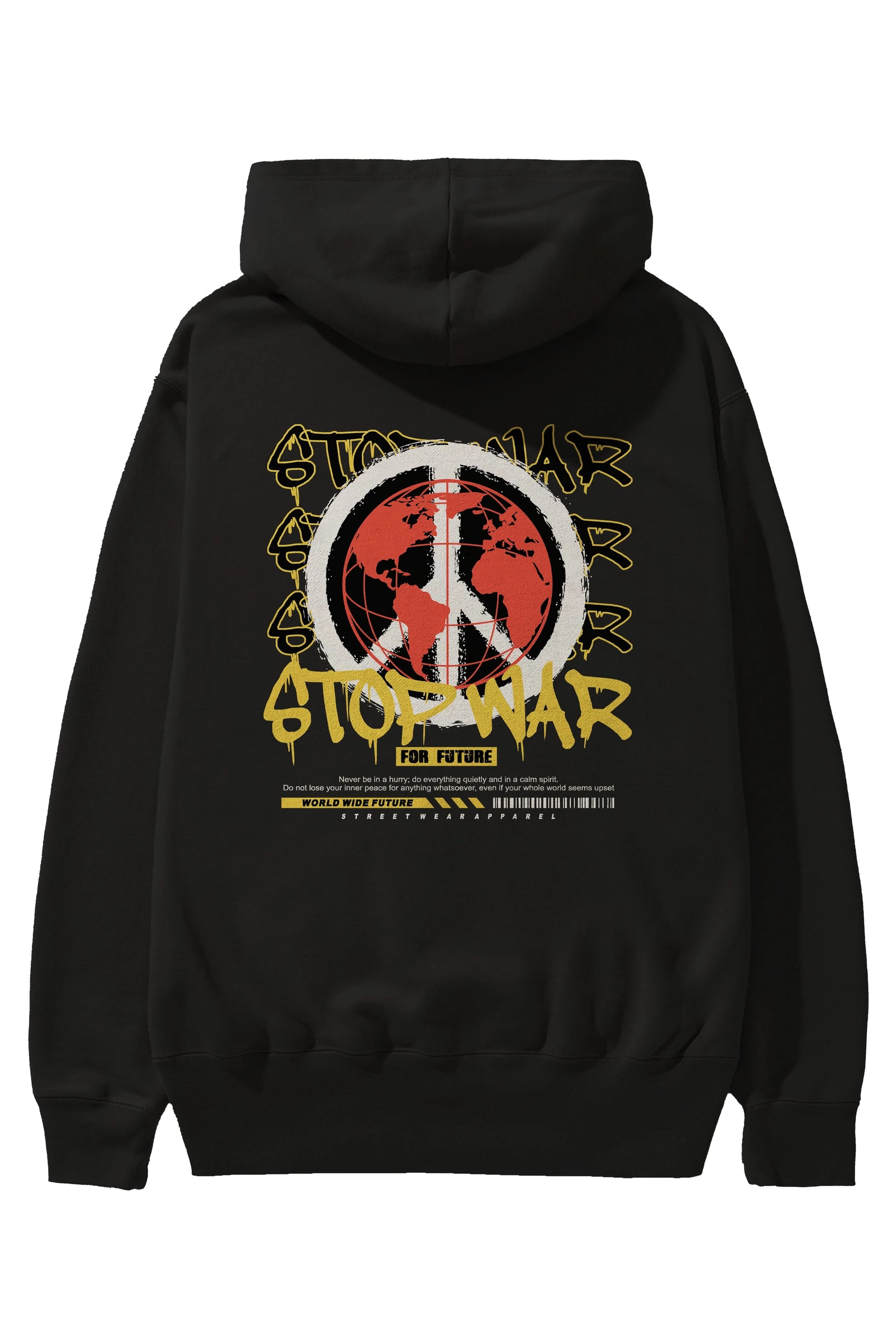 Stop War for Future Arka Baskılı Hoodie Oversize Kapüşonlu Sweatshirt Erkek Kadın Unisex