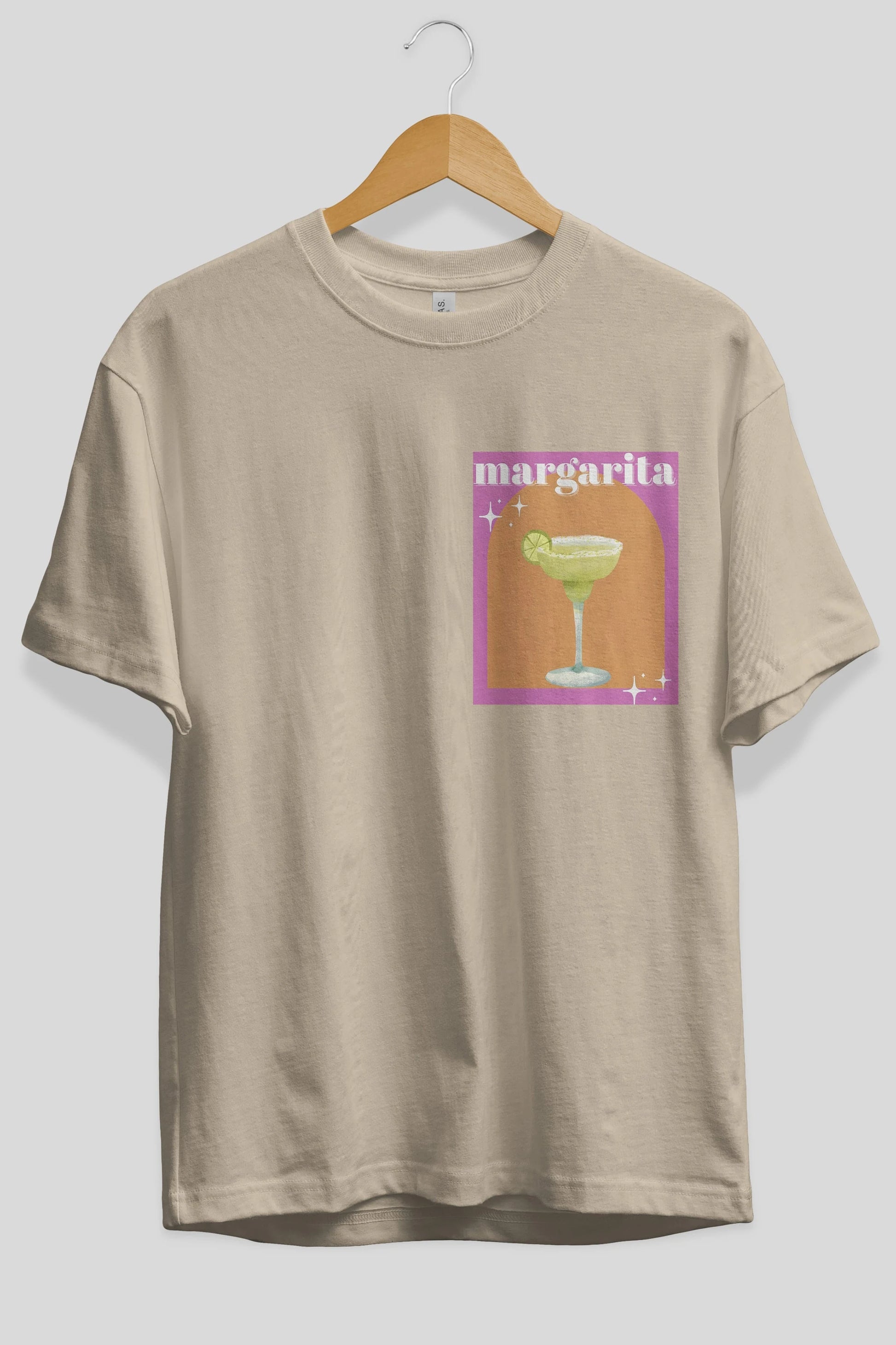 Margarita 7 Ön Sol Baskılı Oversize t-shirt Erkek Kadın Unisex %100 Pamuk Bisiklet Yaka tişort