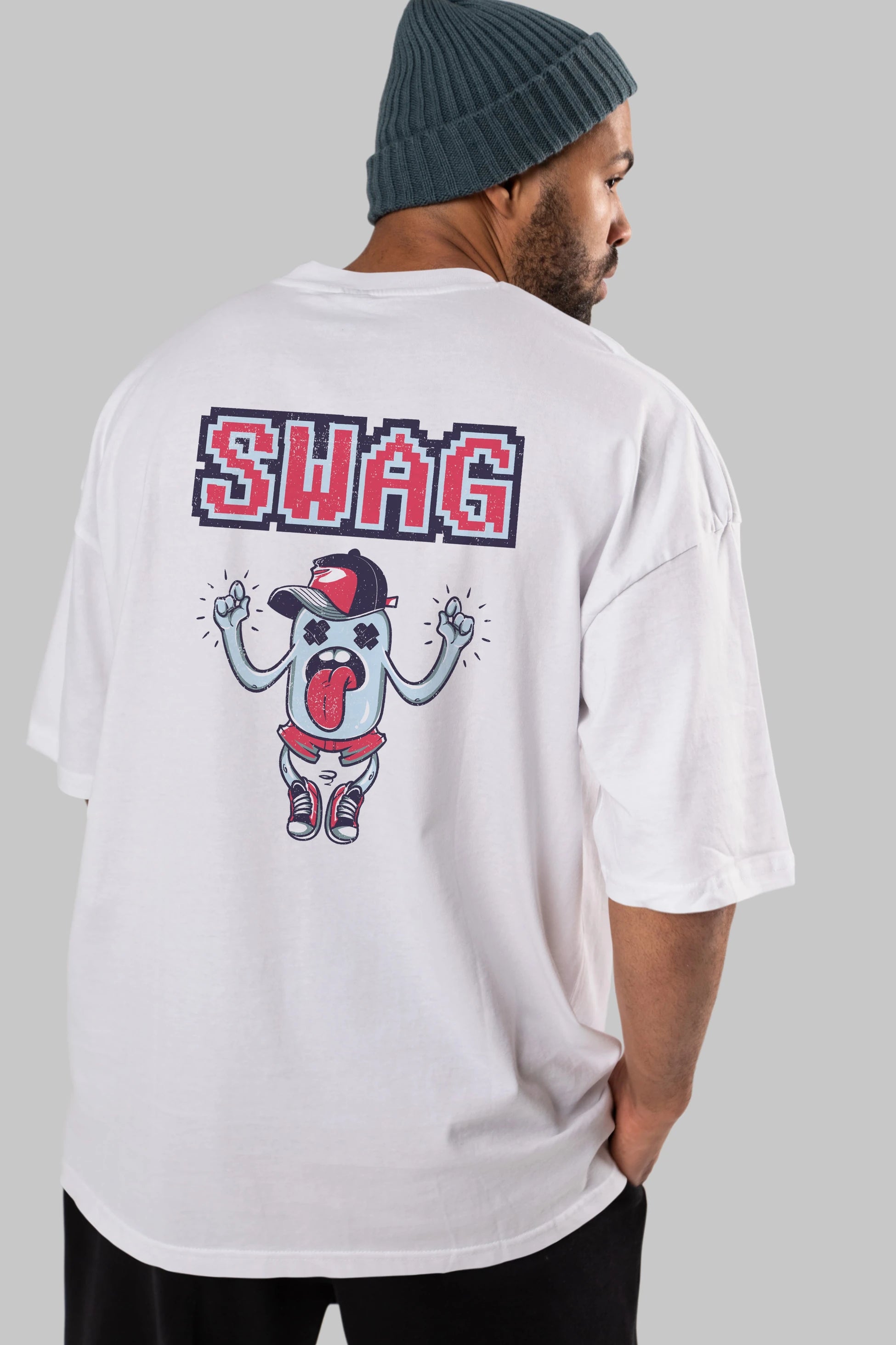 Swag Arka Baskılı Oversize t-shirt Erkek Kadın Unisex