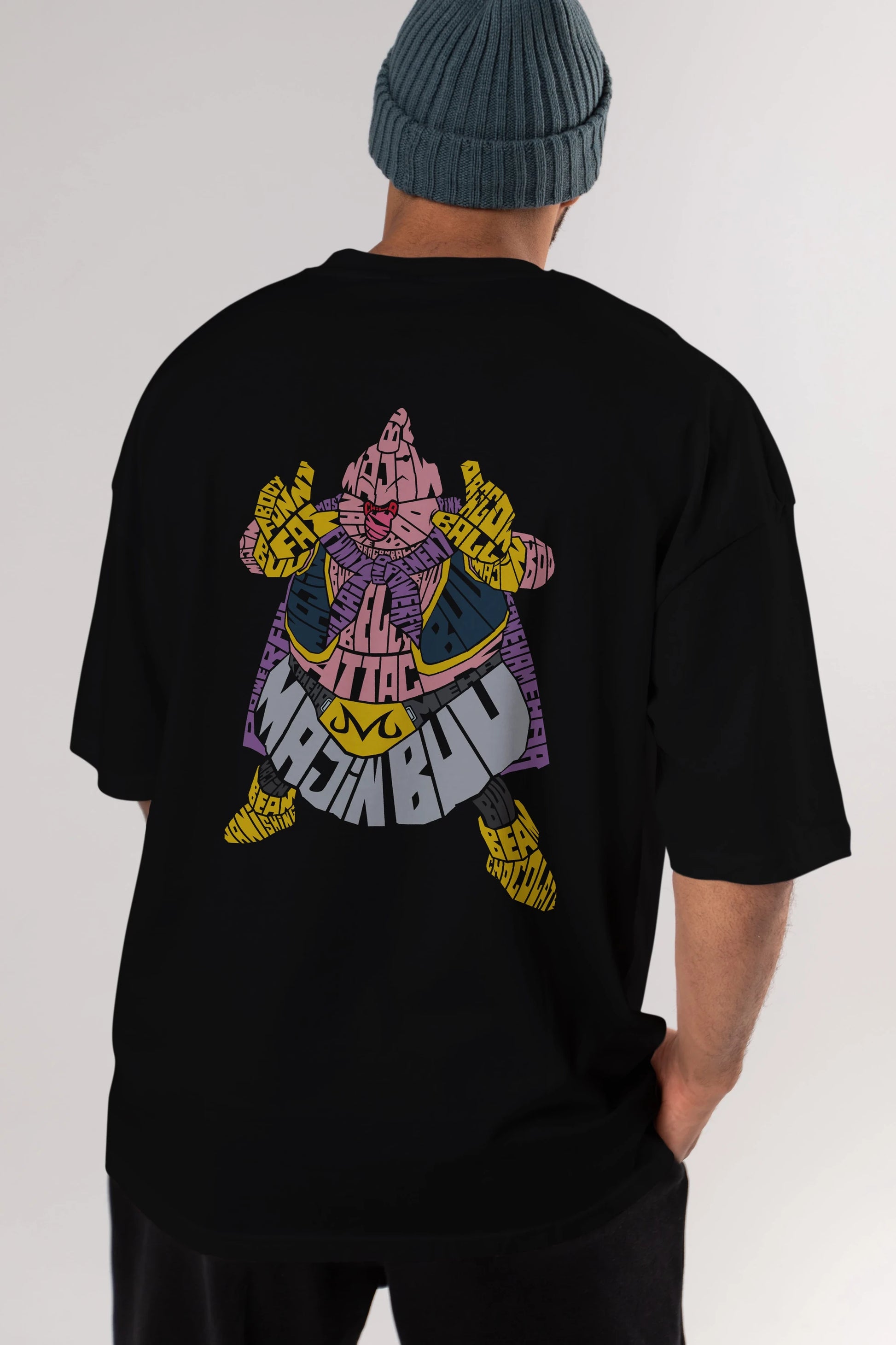 Majin Buu Arka Baskılı Oversize t-shirt %100 pamuk Erkek Kadın Unisex