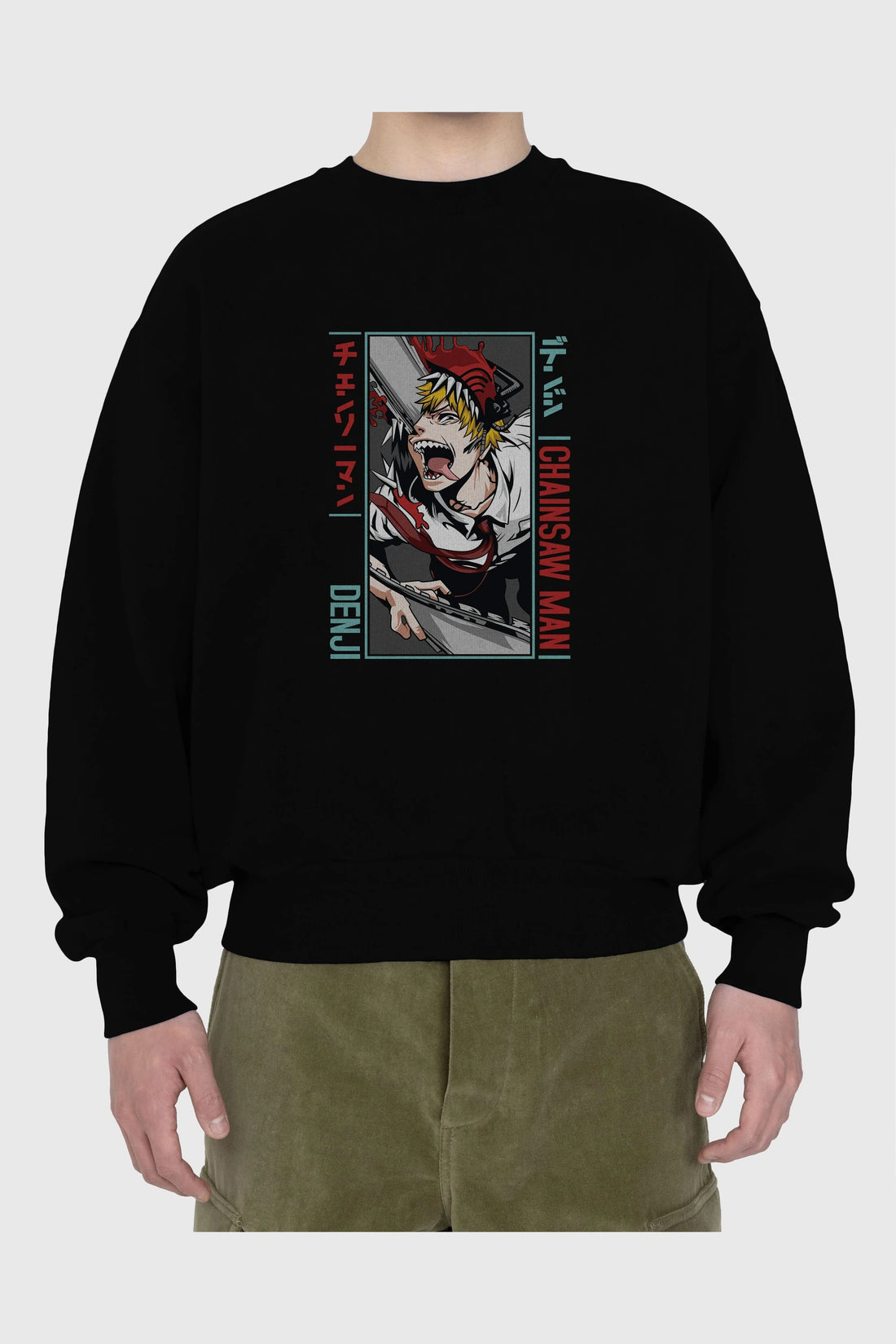 Denji Chainsaw Man Anime Ön Baskılı Oversize Sweatshirt Erkek Kadın Unisex