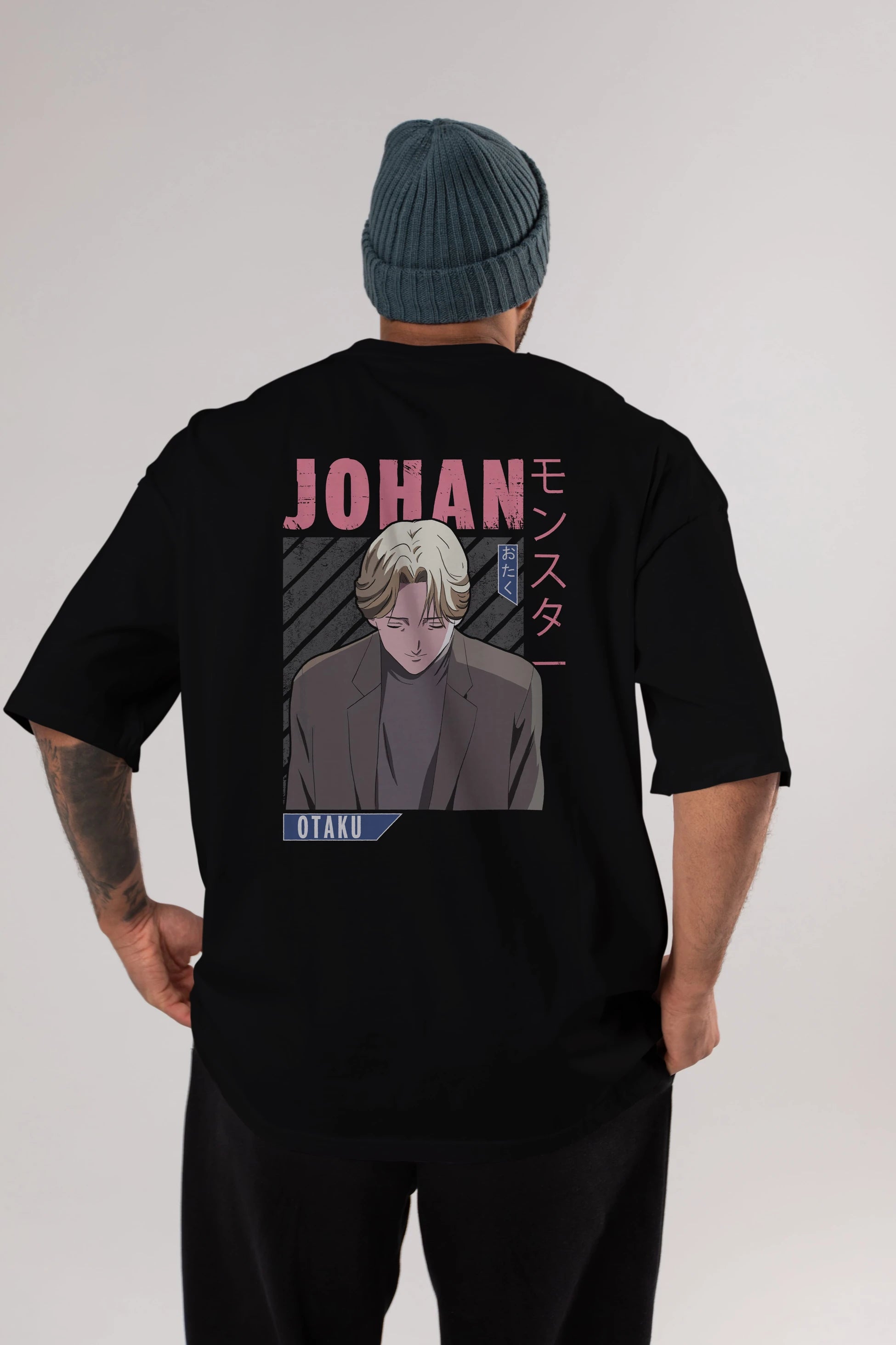 Johan Liebert MONSTER Anime Arka Baskılı Oversize t-shirt Erkek Kadın Unisex