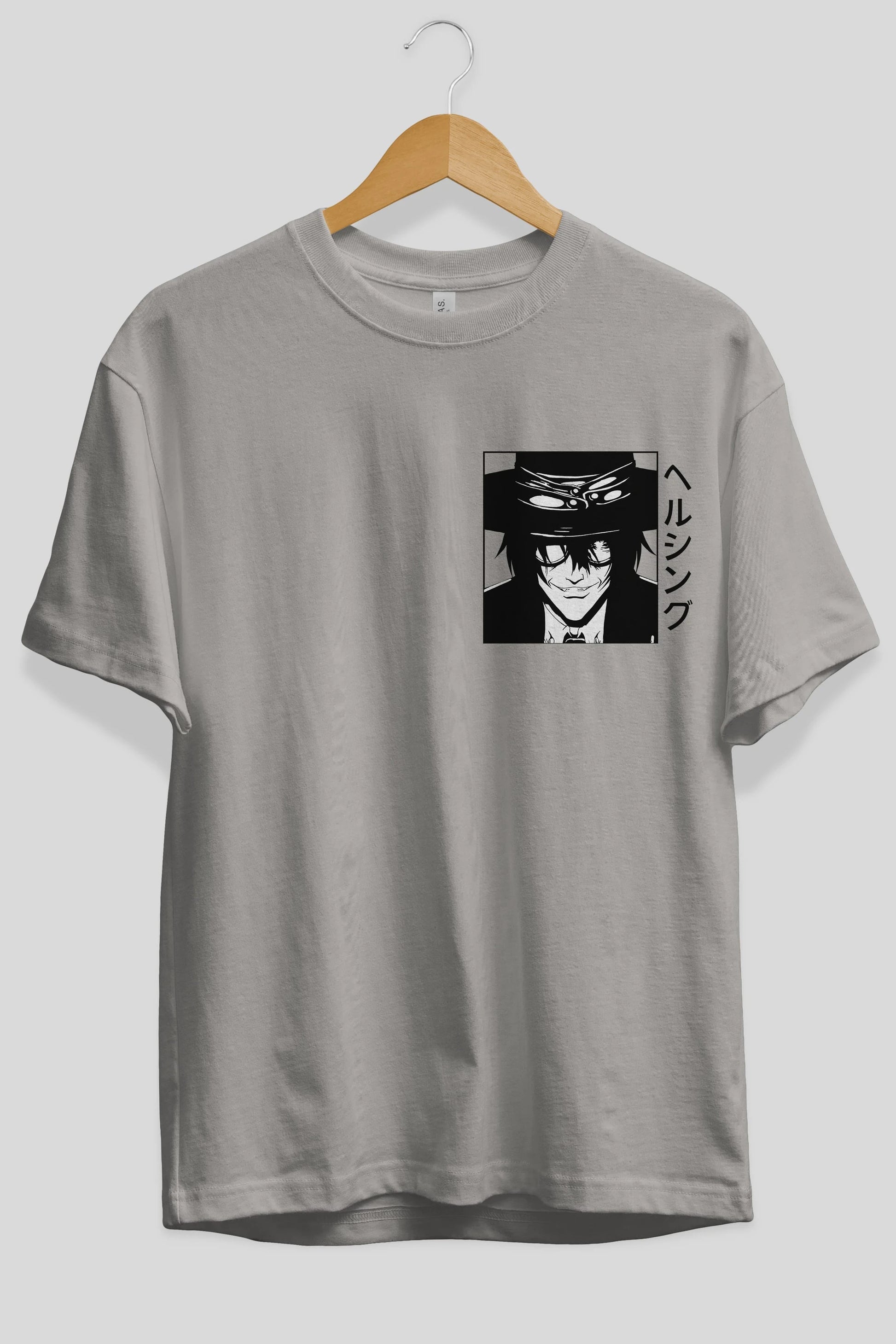 Alucard 1 Ön Sol Baskılı Oversize t-shirt Erkek Kadın Unisex %100 Pamuk Bisiklet Yaka tişort