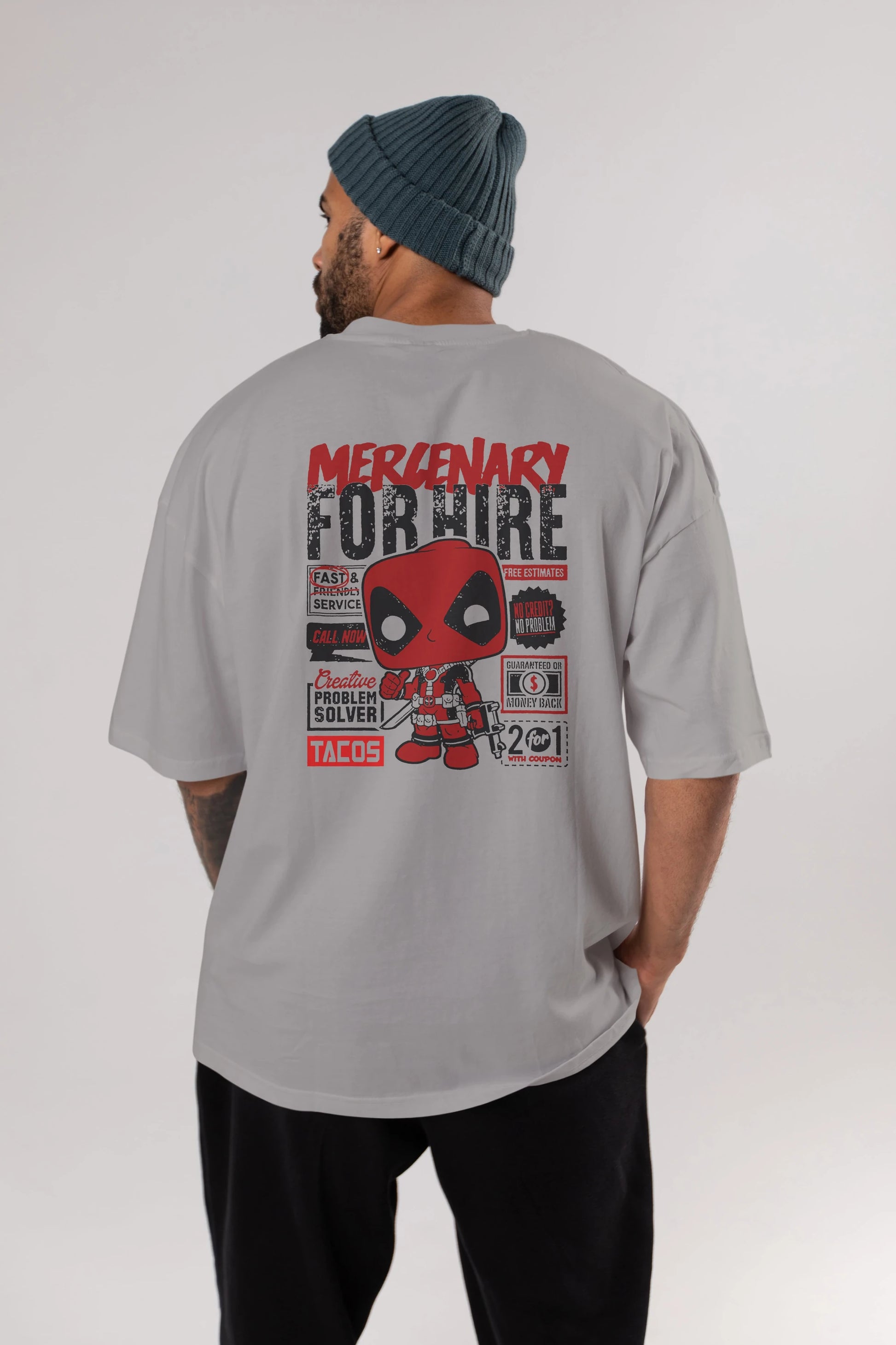Deadpool (18) Arka Baskılı Oversize t-shirt Erkek Kadın Unisex %100 Pamuk Bisiklet Yaka tişort
