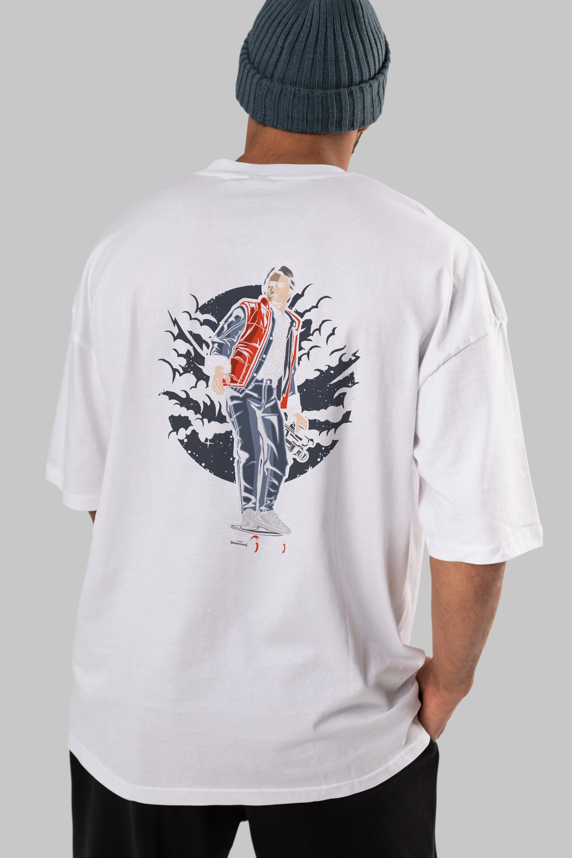 MARTY Arka Baskılı Oversize t-shirt Erkek Kadın Unisex %100 Pamuk