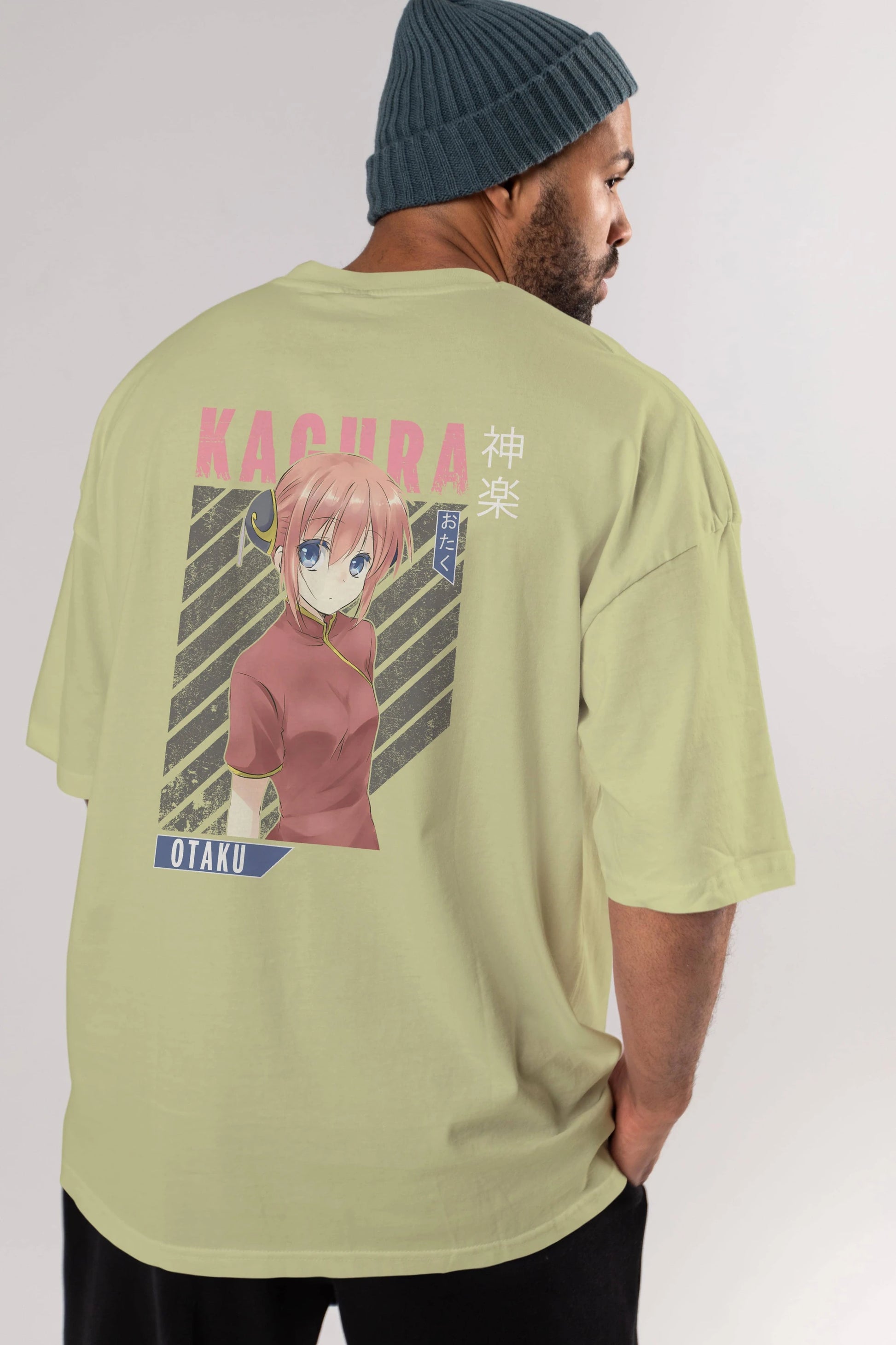 Kagura GINTAMA Anime Arka Baskılı Oversize t-shirt Erkek Kadın Unisex