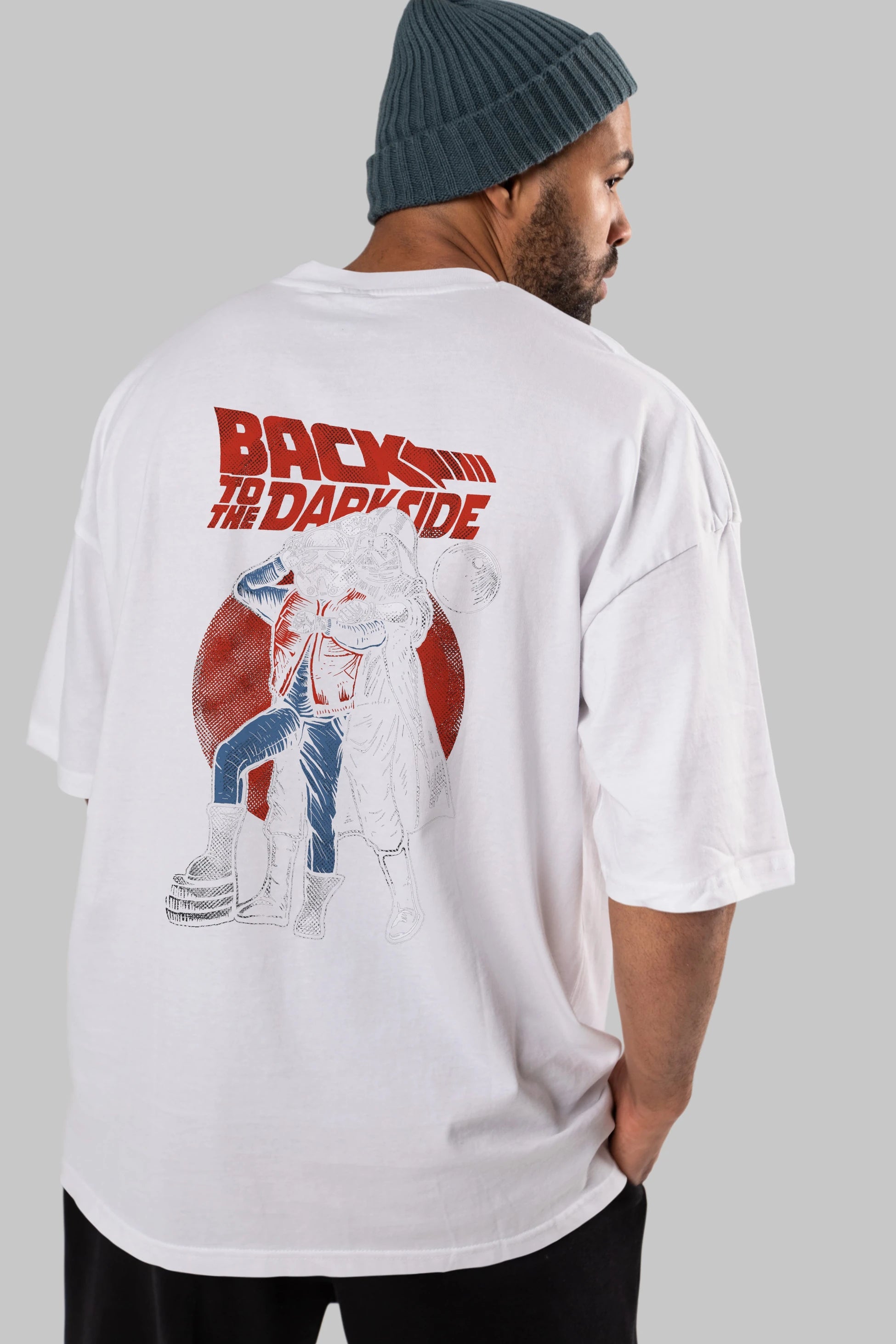Back To The Darkside Arka Baskılı Oversize t-shirt Erkek Kadın Unisex %100 Pamuk