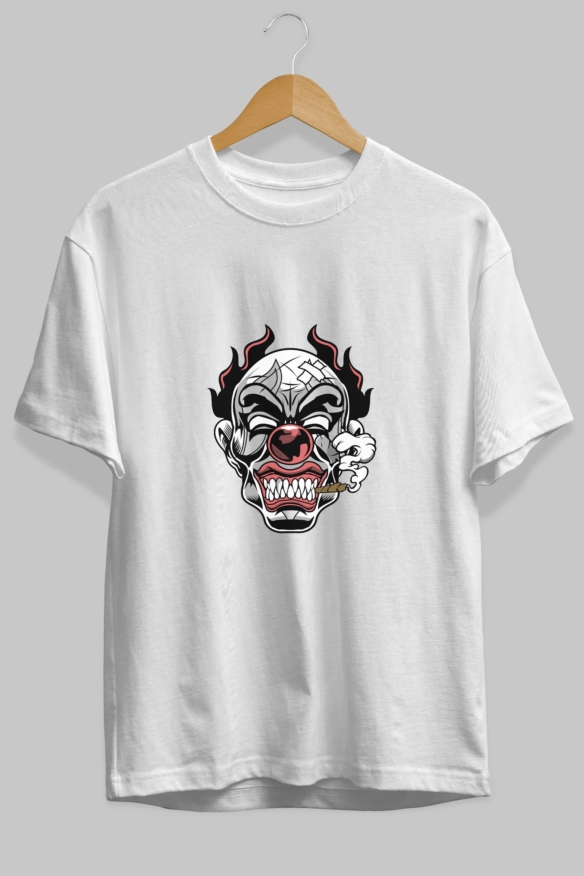 Clown Horror Ön Baskılı Oversize t-shirt Erkek Kadın Unisex %100 Pamuk tişort