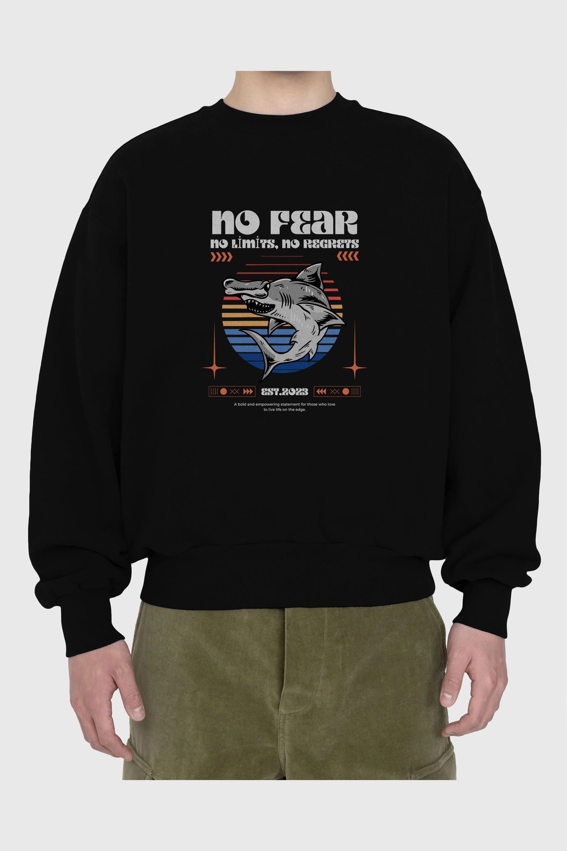 No Fear Yazılı Ön Baskılı Oversize Sweatshirt Erkek Kadın Unisex