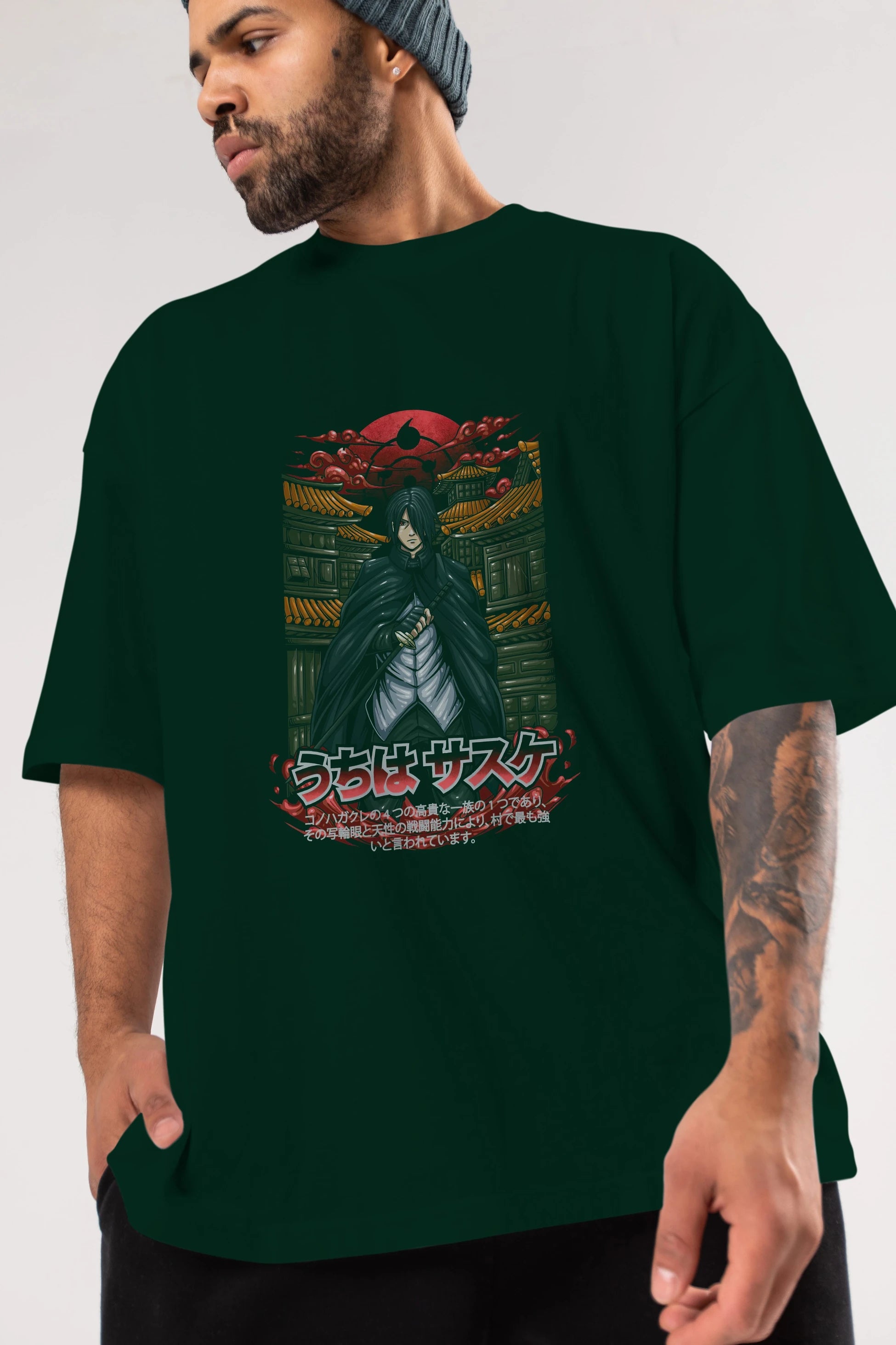 NARUTO SASUKE UCHIHA 1 Anime Ön Baskılı Oversize t-shirt %100 pamuk Erkek Kadın Unisex