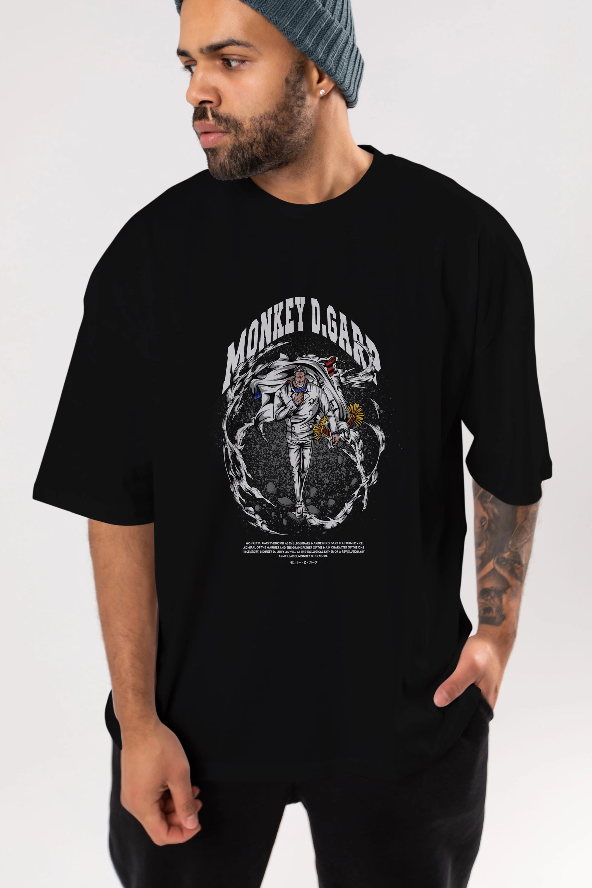 Monkey D. Garp Anime Ön Baskılı Oversize t-shirt %100 pamuk Erkek Kadın Unisex