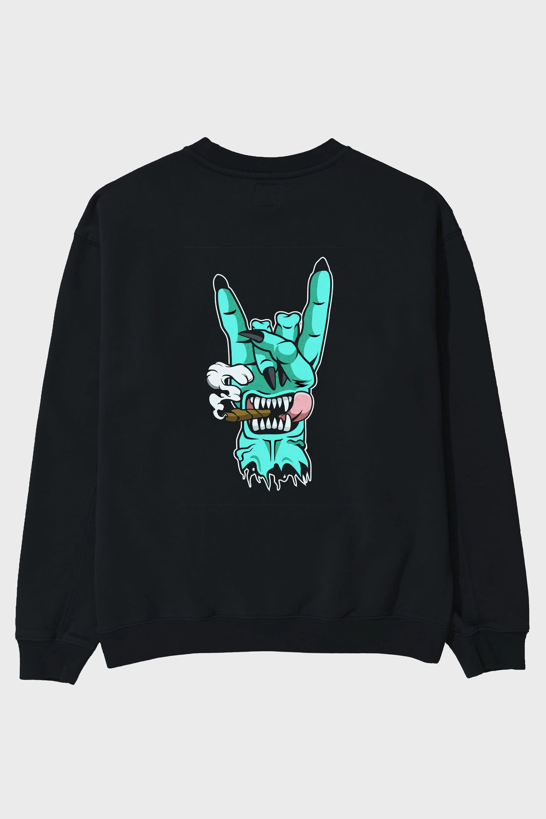 Metal Sign Arka Baskılı Oversize Sweatshirt Erkek Kadın Unisex