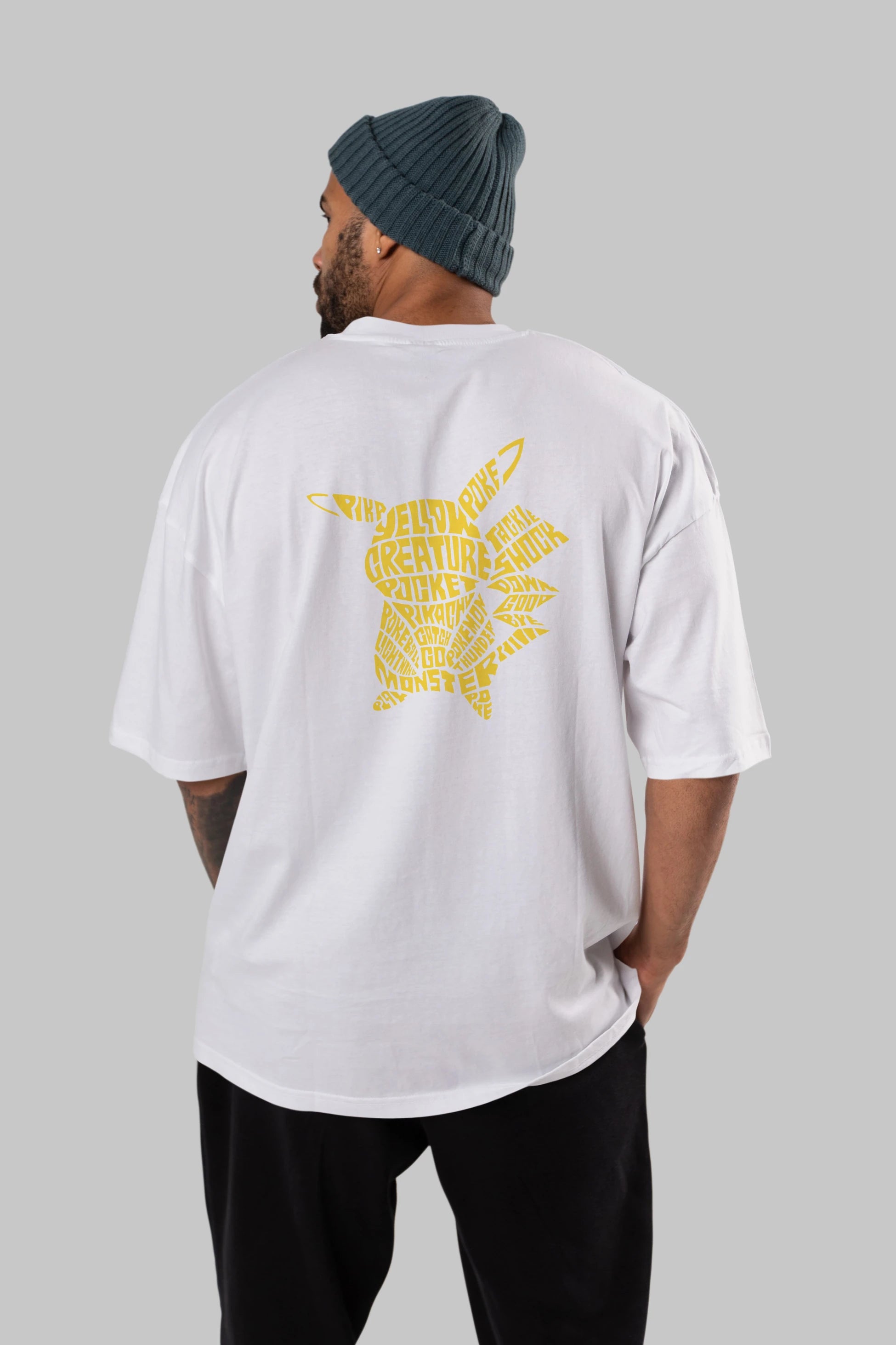 Pocket Monster Arka Baskılı Oversize t-shirt %100 pamuk Erkek Kadın Unisex