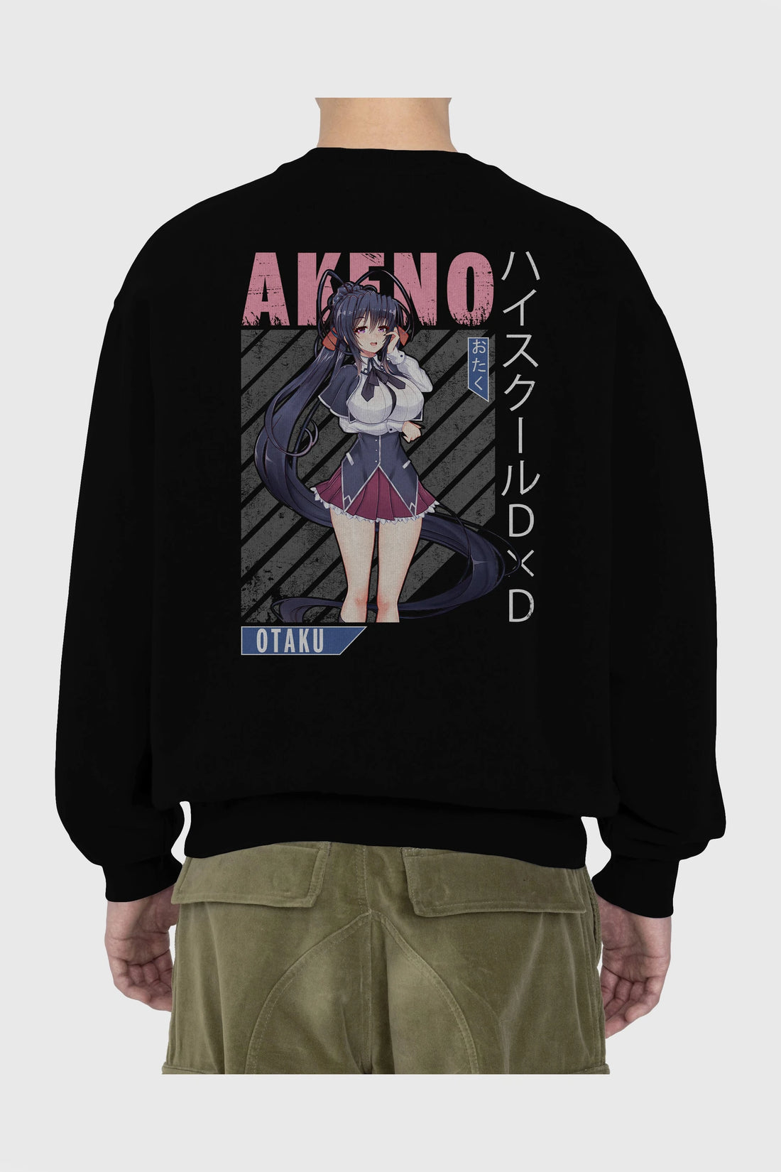 Akeno Himejima 4 Anime Arka Baskılı Oversize Sweatshirt Erkek Kadın Unisex