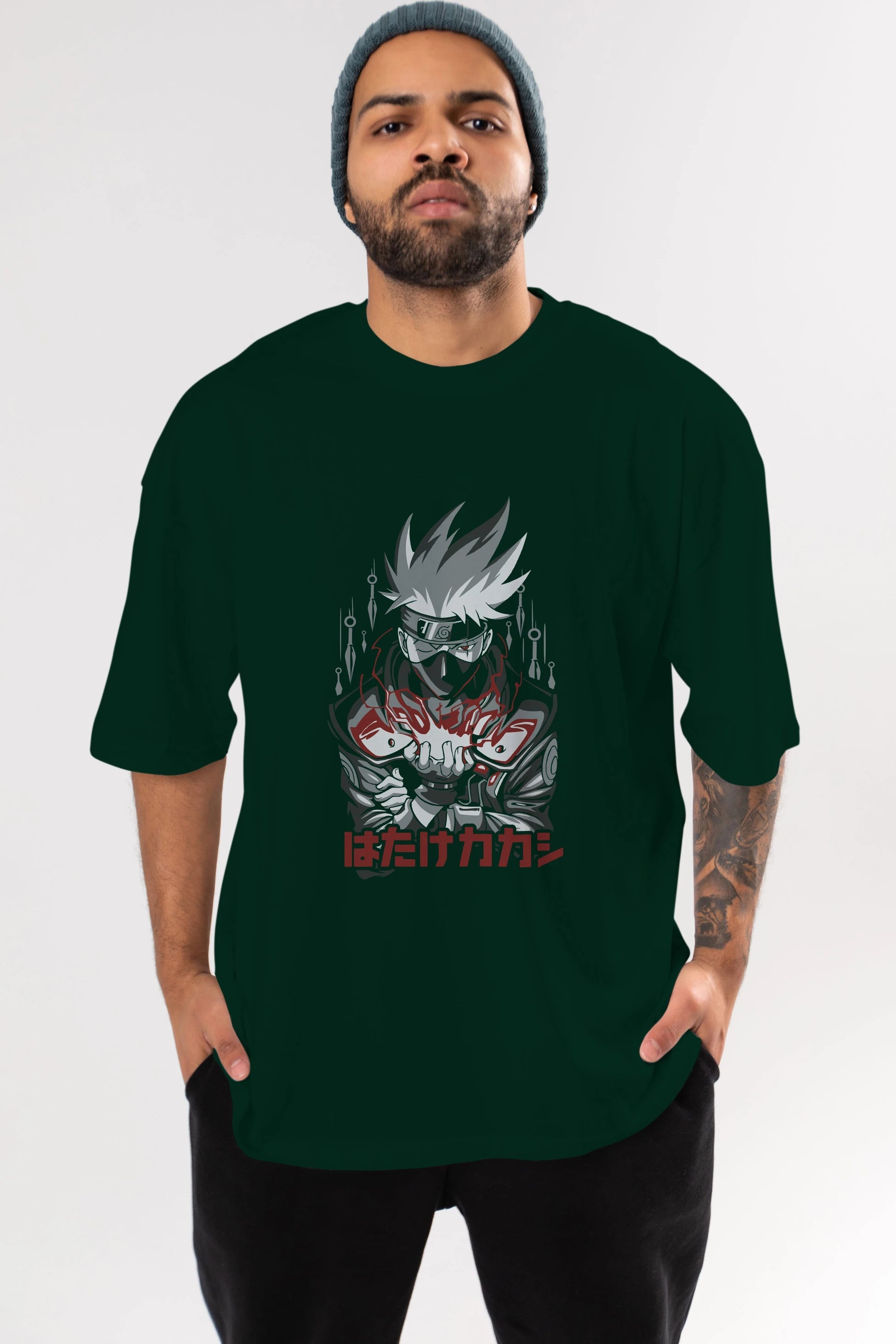 KAKASHI HATAKE NARUTO 1 Anime Ön Baskılı Oversize t-shirt %100 pamuk Erkek Kadın Unisex