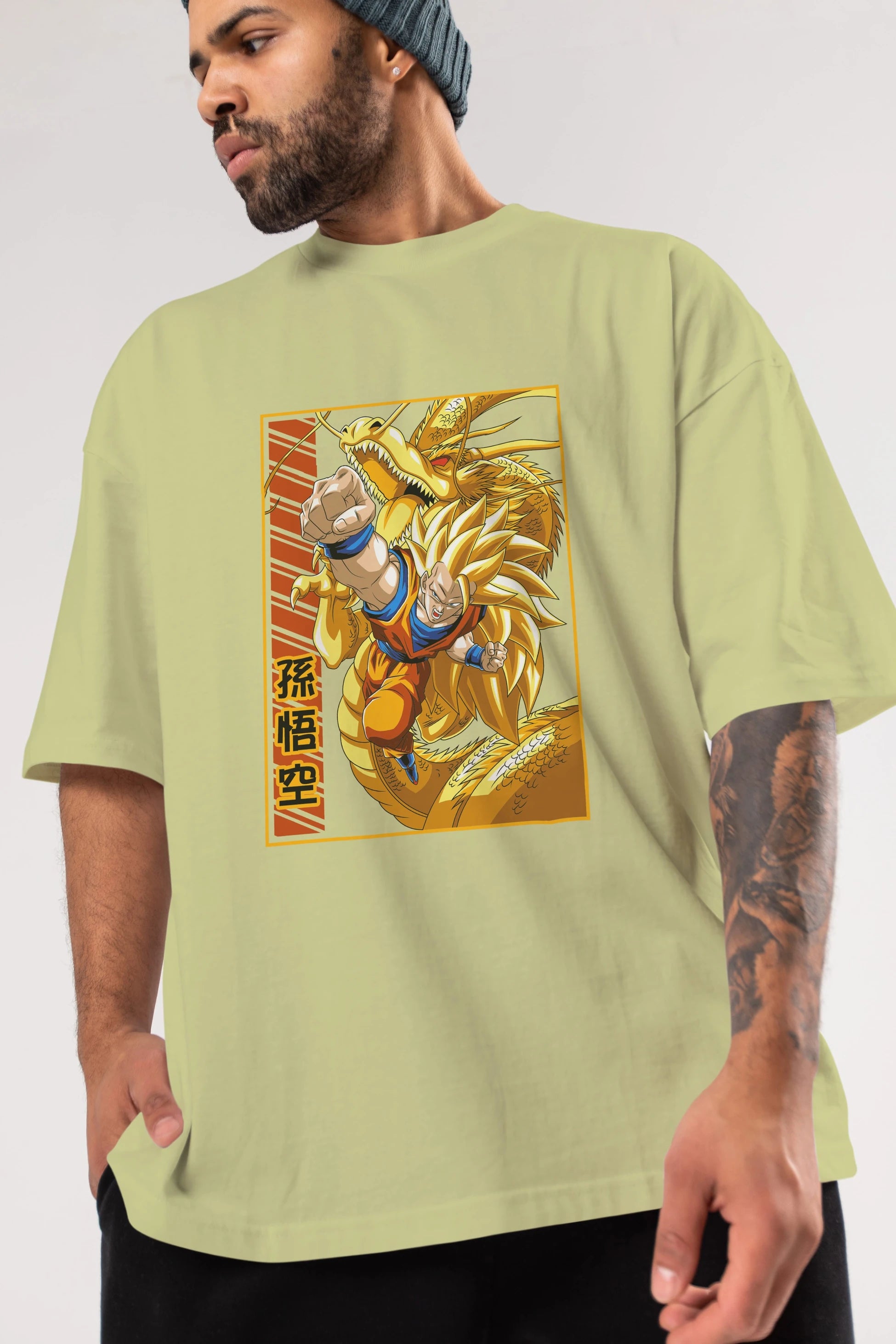 DragonBall Goku Anime Ön Baskılı Oversize t-shirt %100 pamuk Erkek Kadın Unisex