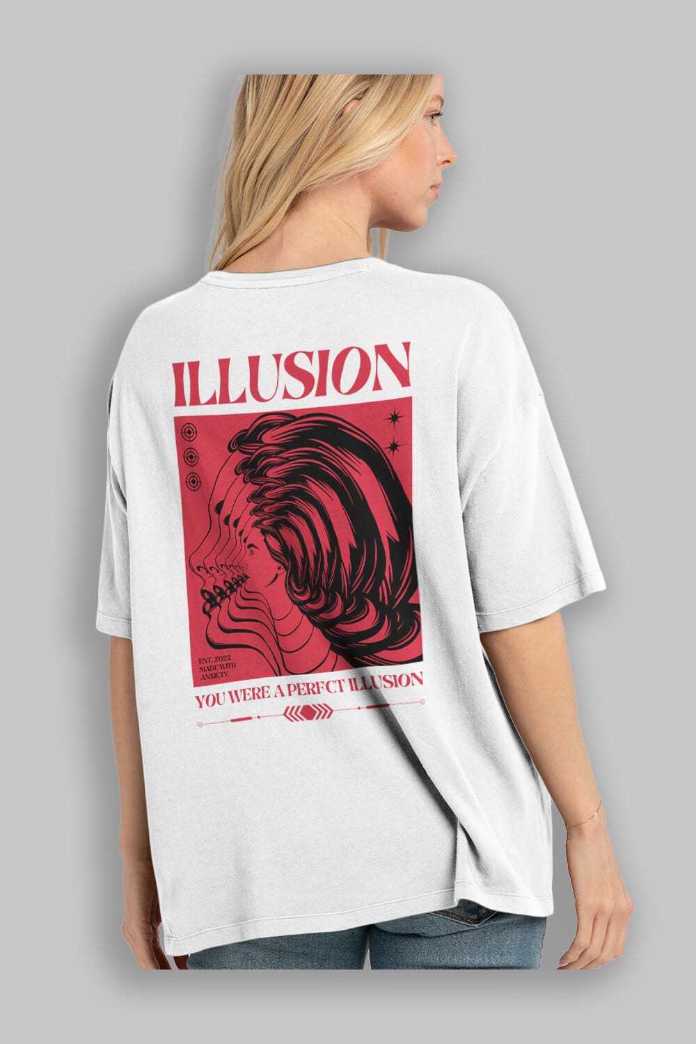 Illusion Streetwear Arka Baskılı Oversize t-shirt Erkek Kadın Unisex