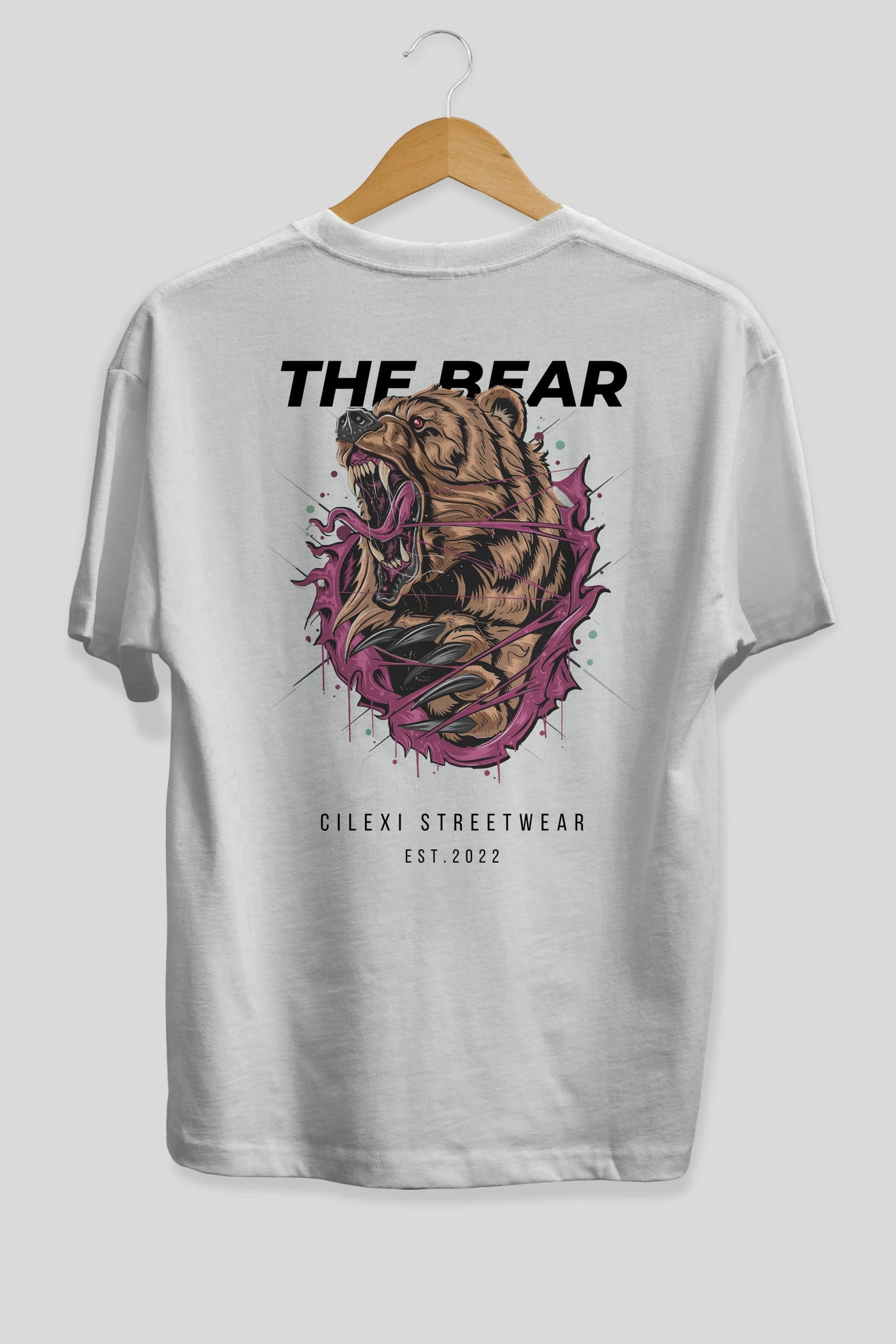 The Bear Arka Baskılı Oversize t-shirt Erkek Kadın Unisex %100 Pamuk