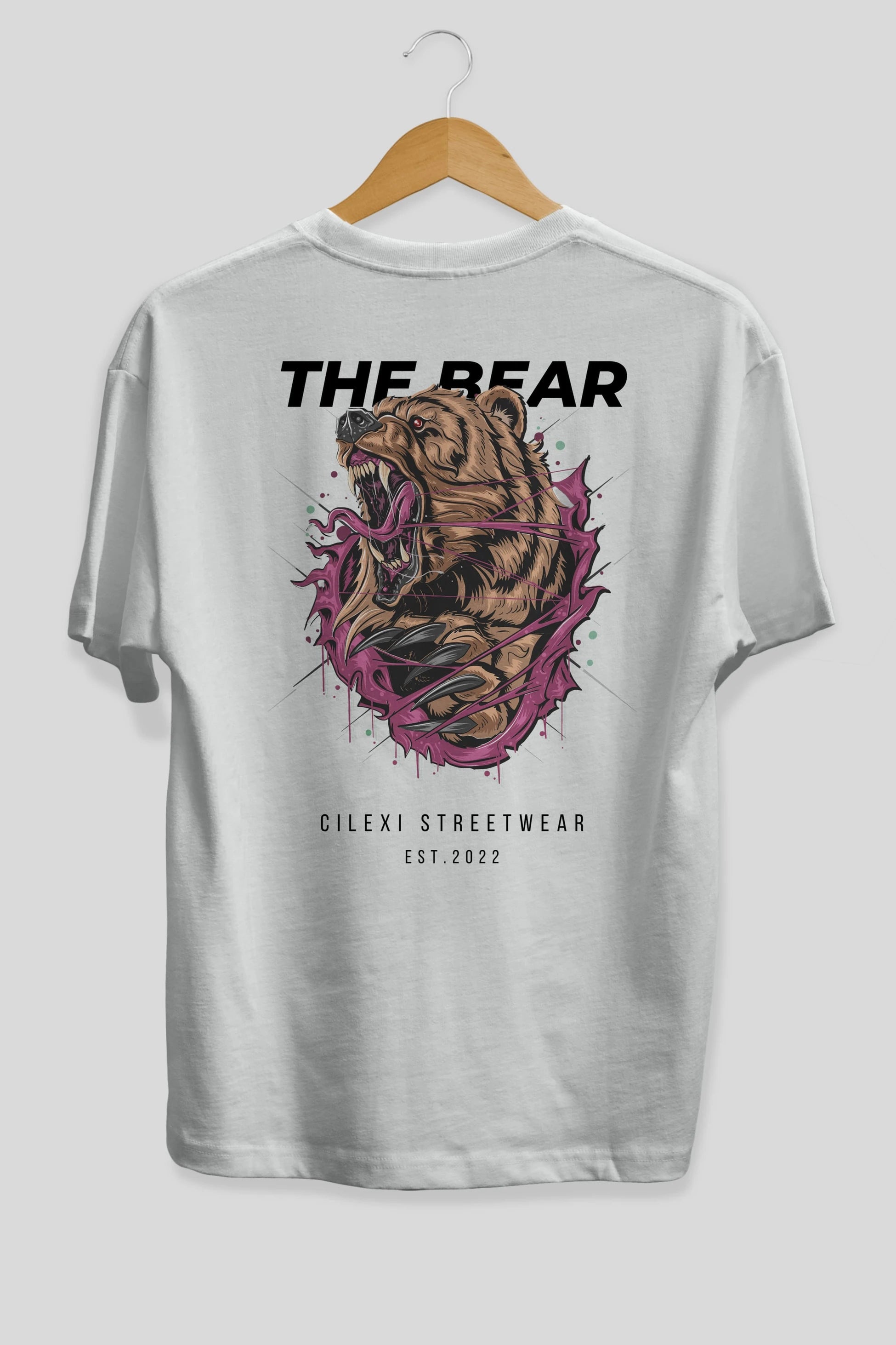 The Bear Arka Baskılı Oversize t-shirt Erkek Kadın Unisex %100 Pamuk
