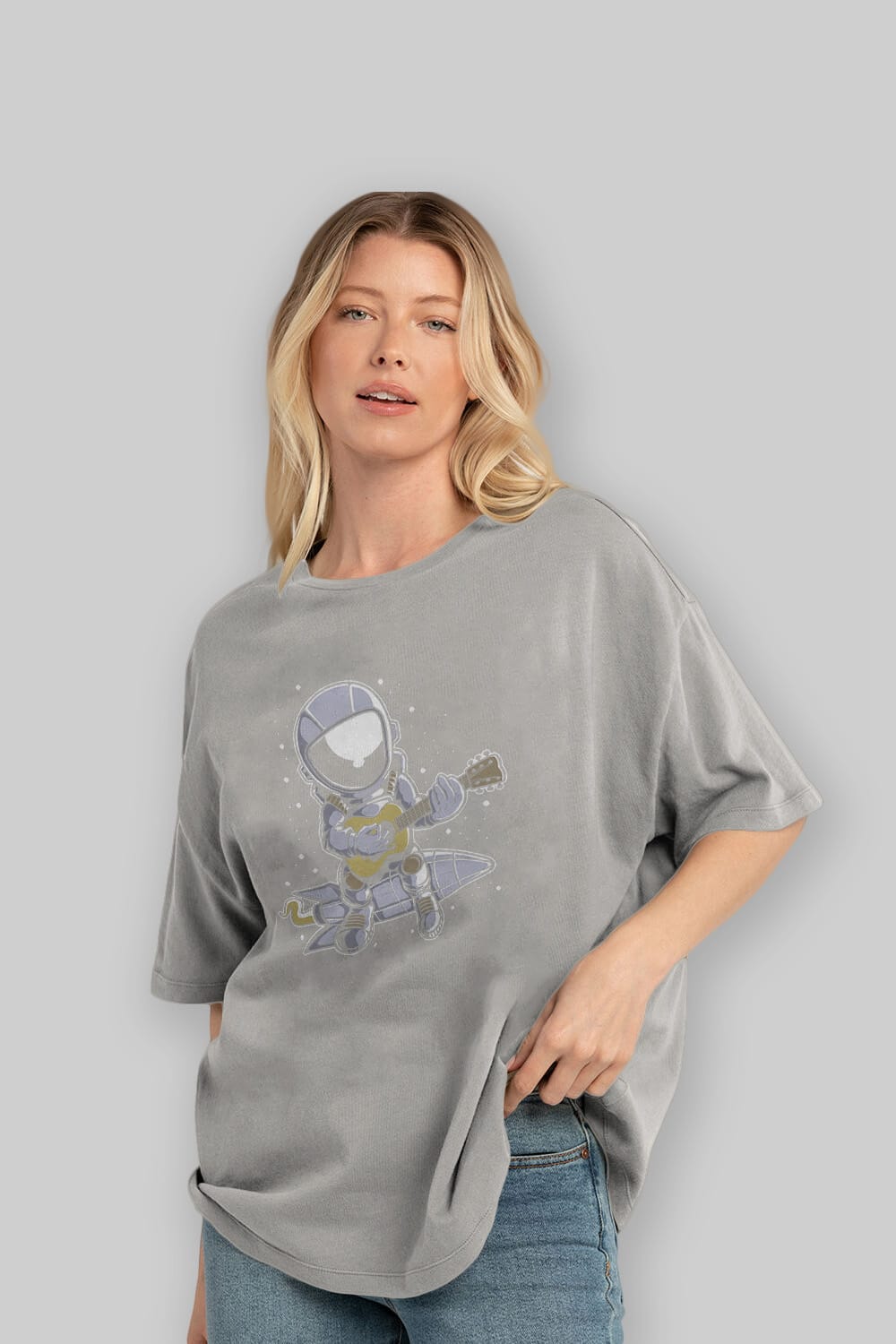 Astronaut Guitar (2) Ön Baskılı Oversize t-shirt Erkek Kadın Unisex