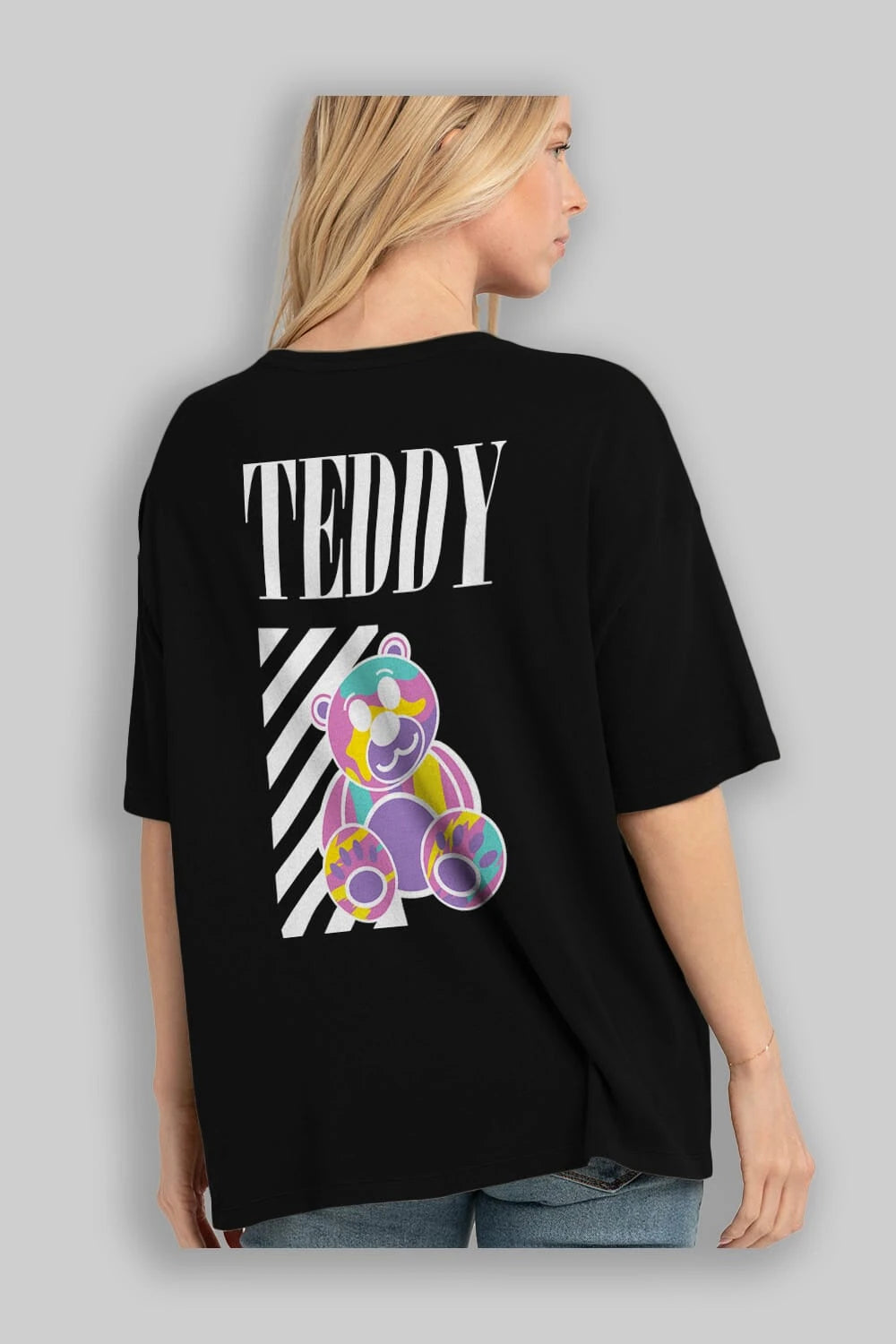 Teddy Bear 2 Arka Baskılı Oversize t-shirt Erkek Kadın Unisex