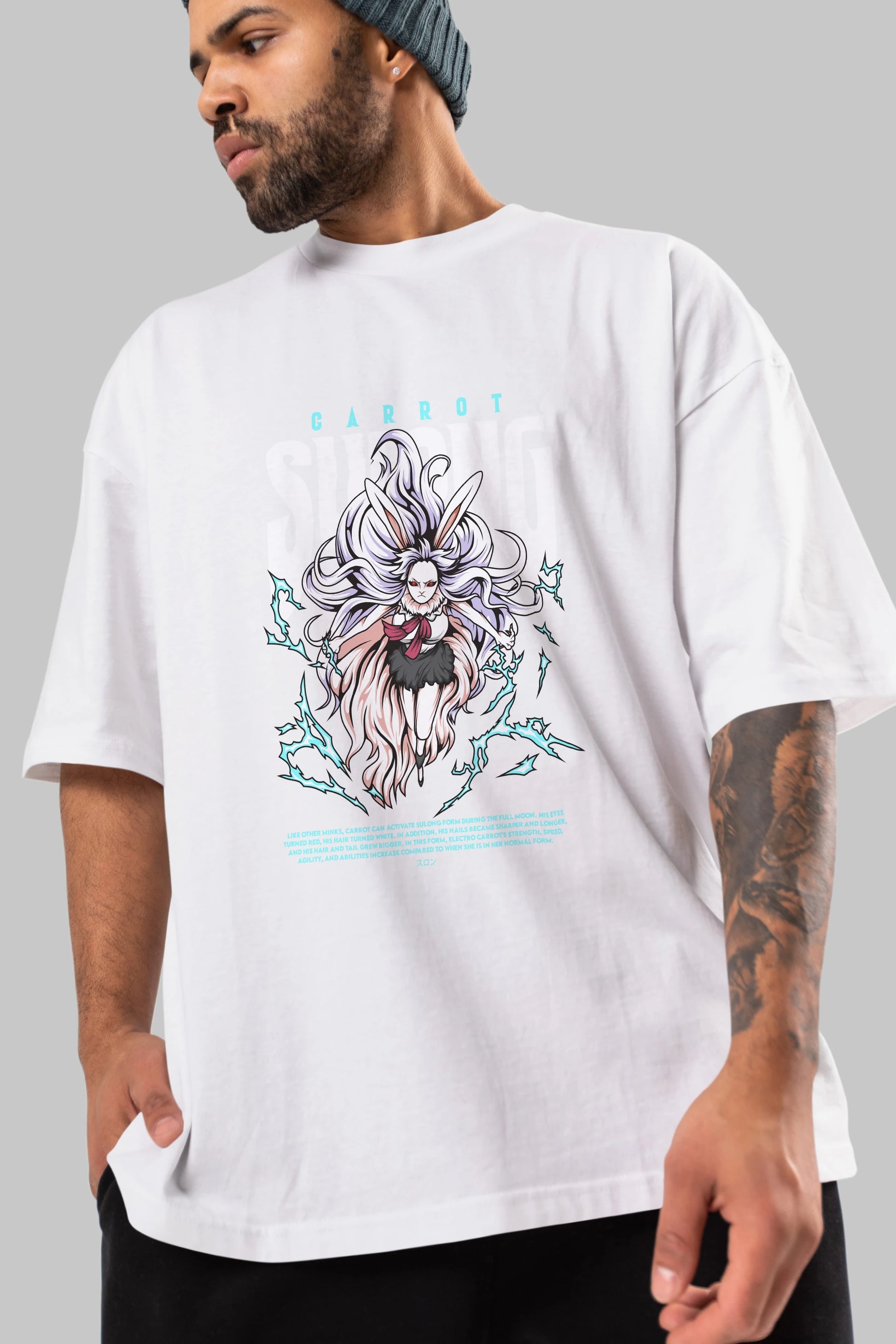 Carrot Sulong Anime Ön Baskılı Oversize t-shirt %100 pamuk Erkek Kadın Unisex
