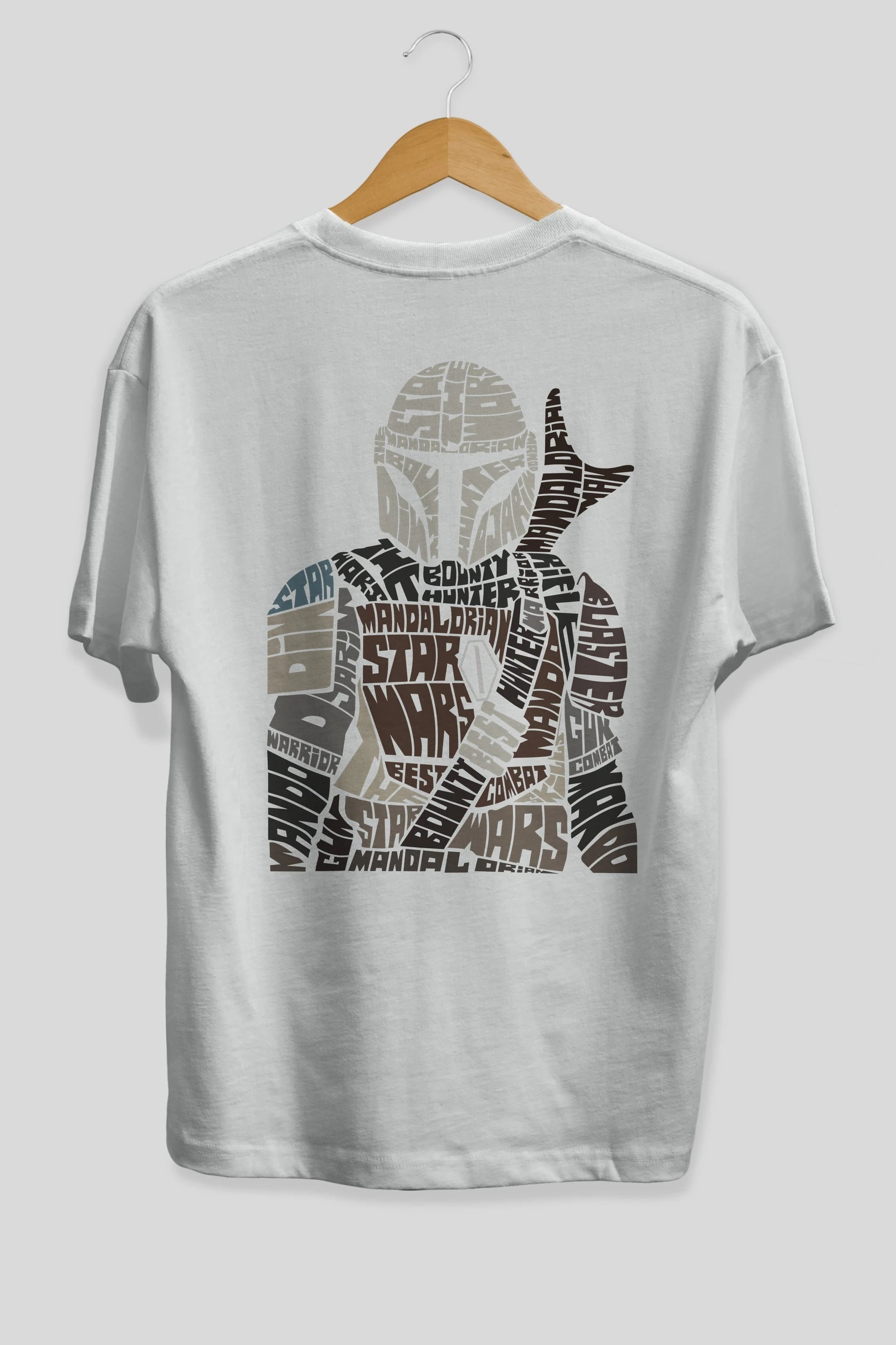 Mandalorian Arka Baskılı Oversize t-shirt %100 pamuk Erkek Kadın Unisex