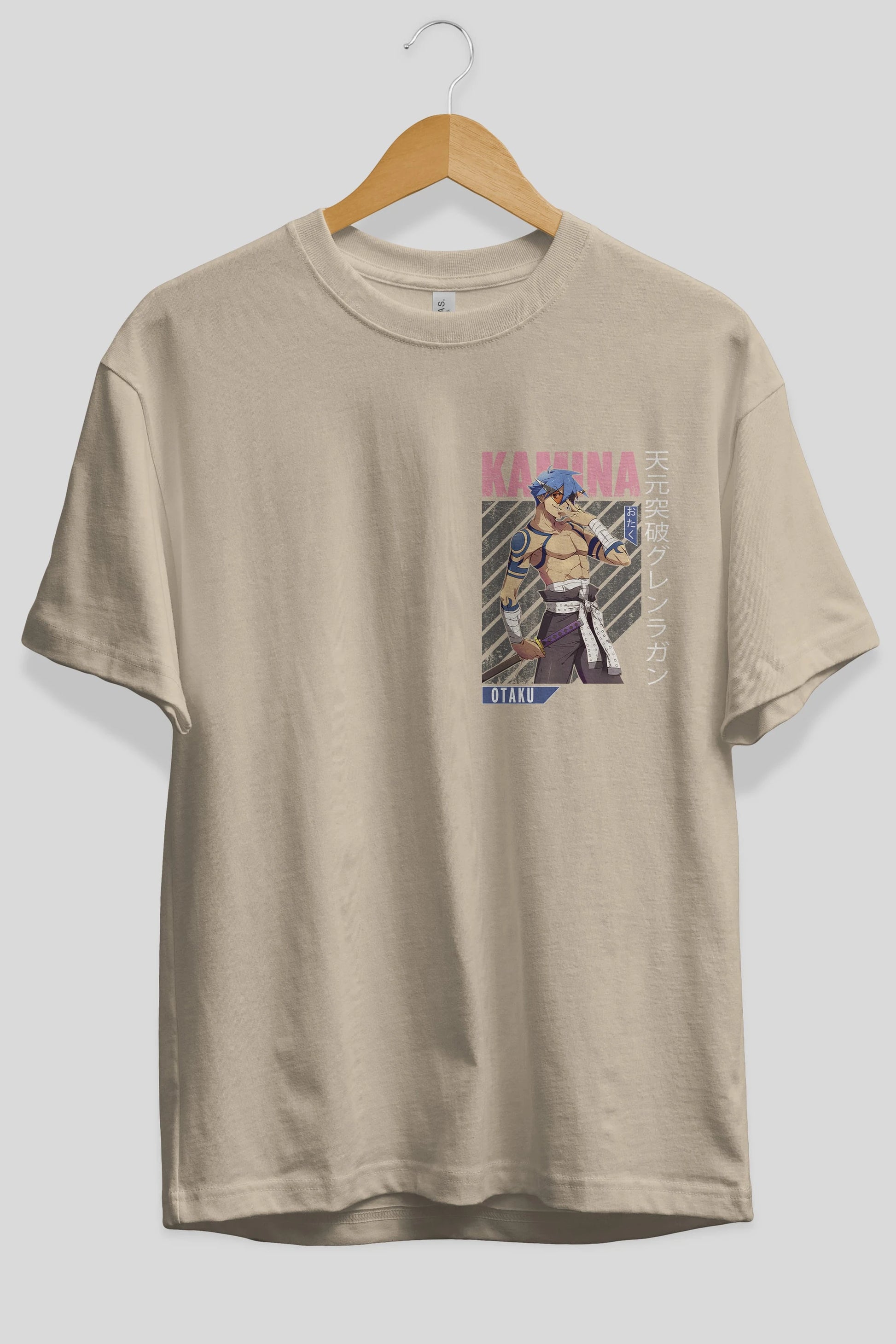 Kamina 5 Ön Sol Baskılı Oversize t-shirt Erkek Kadın Unisex %100 Pamuk Bisiklet Yaka tişort