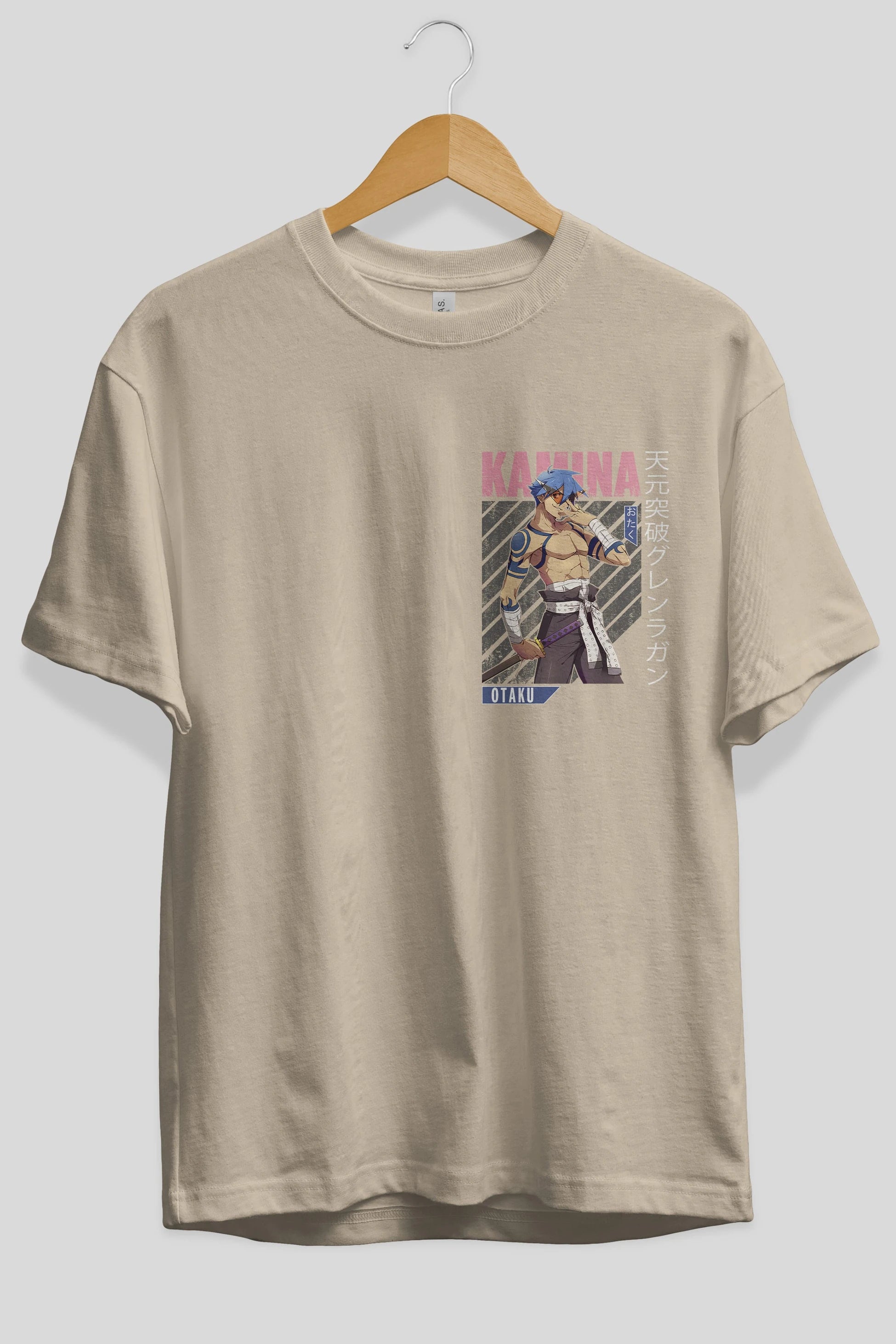 Kamina 5 Ön Sol Baskılı Oversize t-shirt Erkek Kadın Unisex %100 Pamuk Bisiklet Yaka tişort