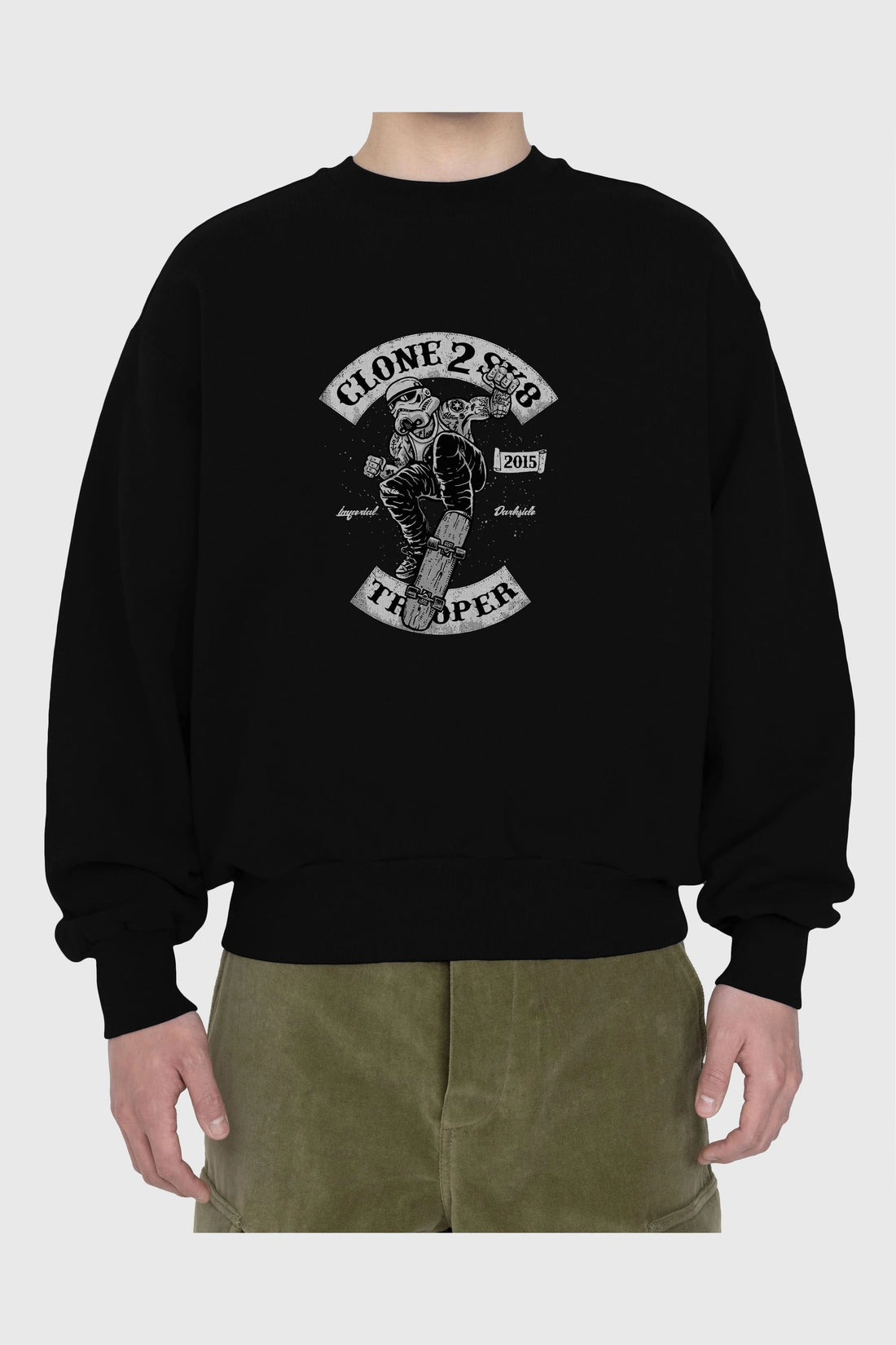 Clone 2 Sk8 Ön Baskılı Oversize Sweatshirt Erkek Kadın Unisex