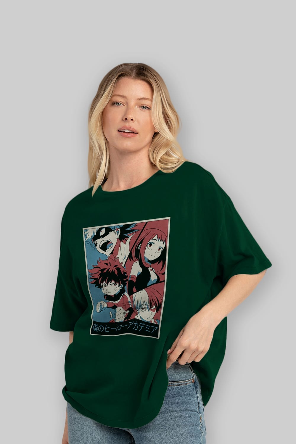 BokuNoHero Anime Ön Baskılı Oversize t-shirt %100 pamuk Erkek Kadın Unisex