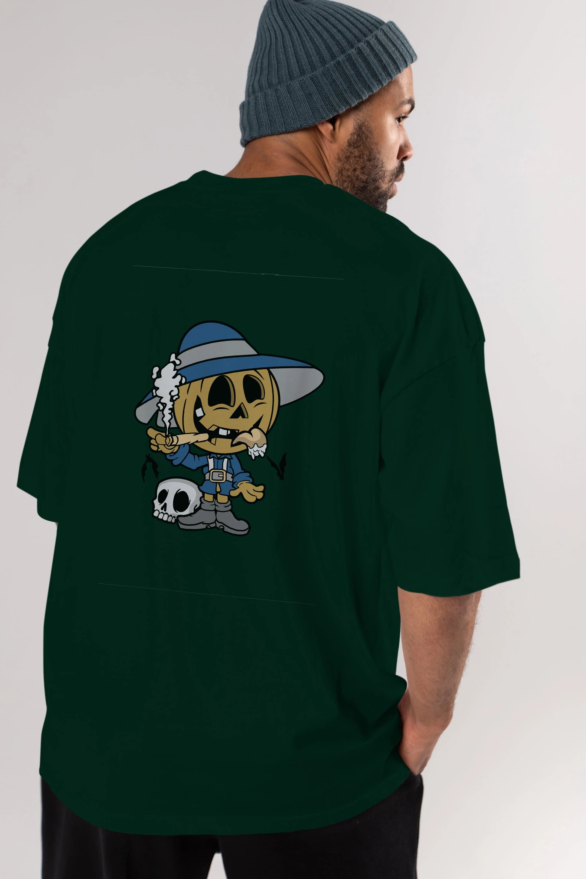 Halloween Kid Arka Baskılı Oversize t-shirt Erkek Kadın Unisex %100 Pamuk tişort