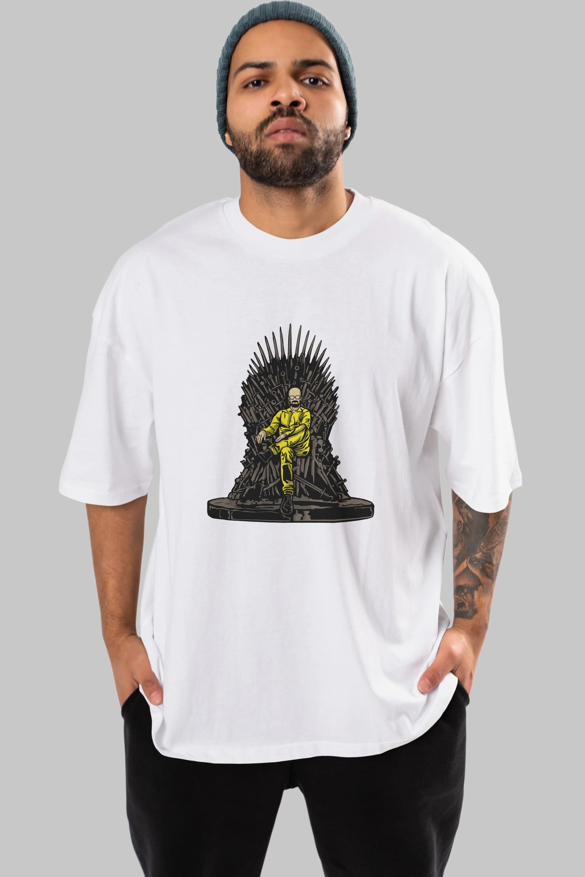 Danger Throne Ön Baskılı Oversize t-shirt Erkek Kadın Unisex %100 Pamuk tişort