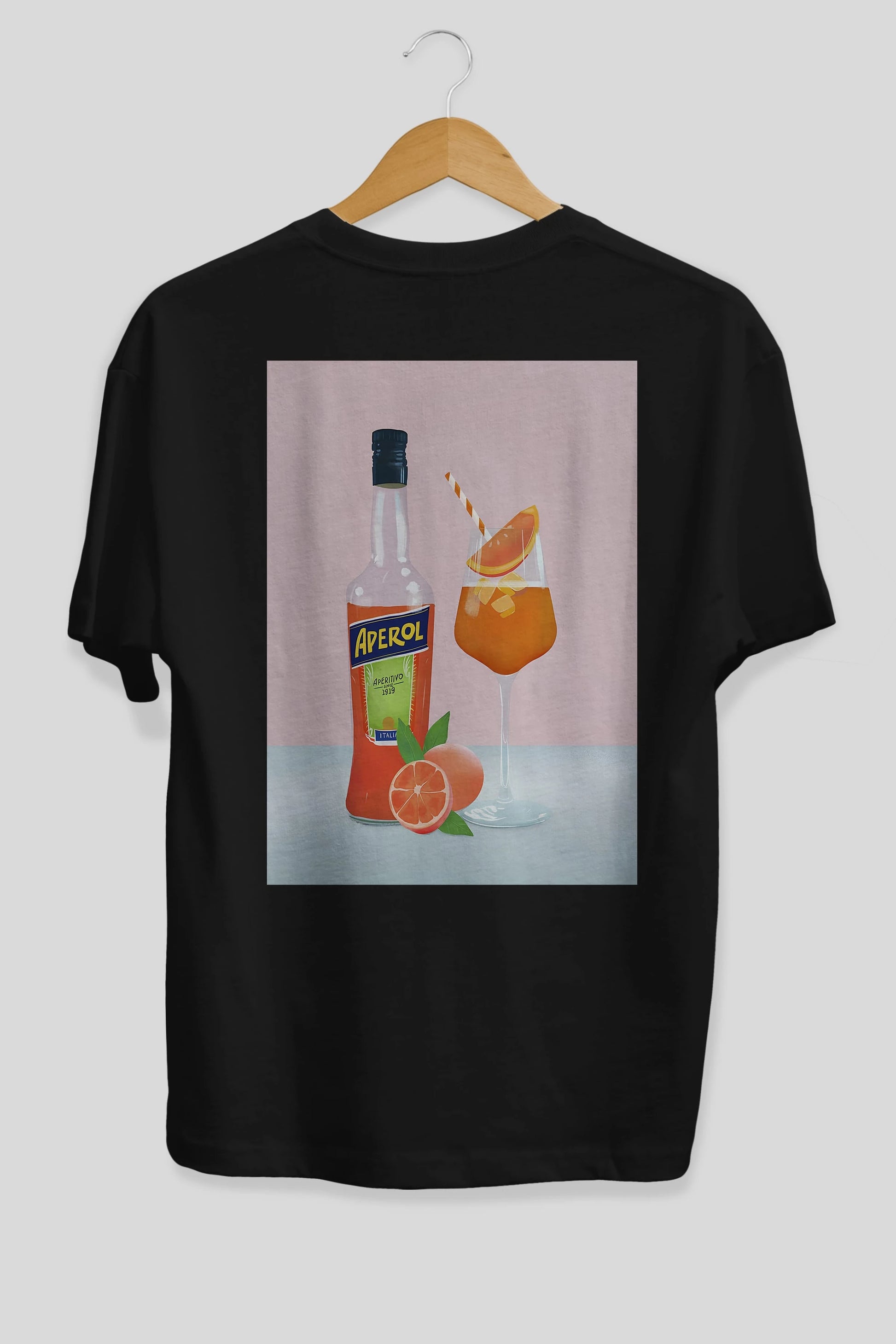 Aperol Spritz 3 Arka Baskılı Oversize t-shirt Erkek Kadın Unisex %100 Pamuk Bisiklet Yaka tişort