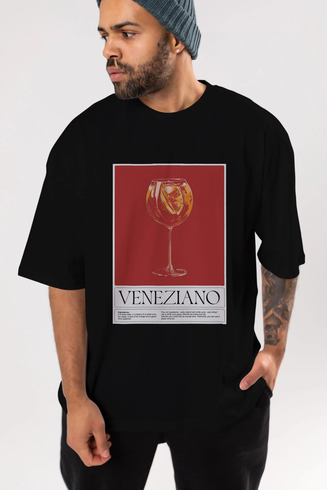 Veneziano Ön Baskılı Oversize t-shirt Erkek Kadın Unisex %100 Pamuk Bisiklet Yaka tişort