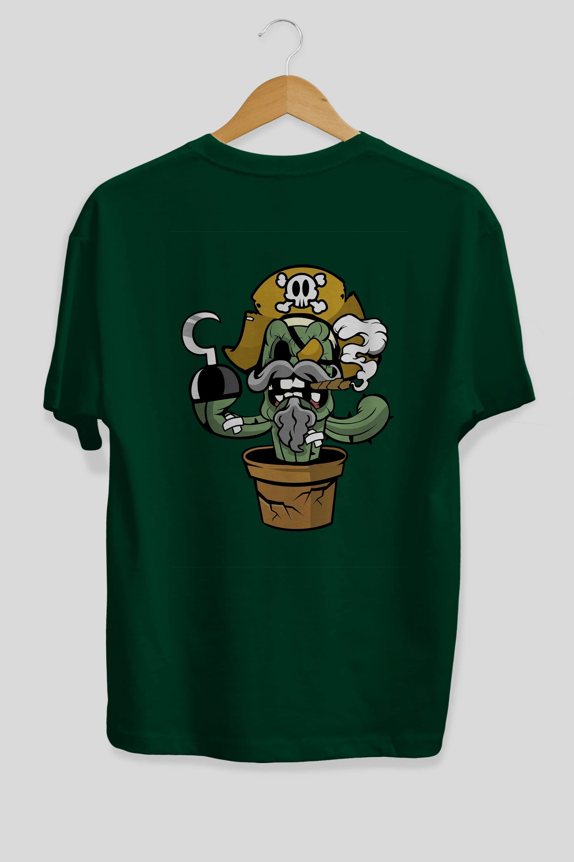 Pirate Cactus Arka Baskılı Oversize t-shirt Erkek Kadın Unisex %100 Pamuk tişort