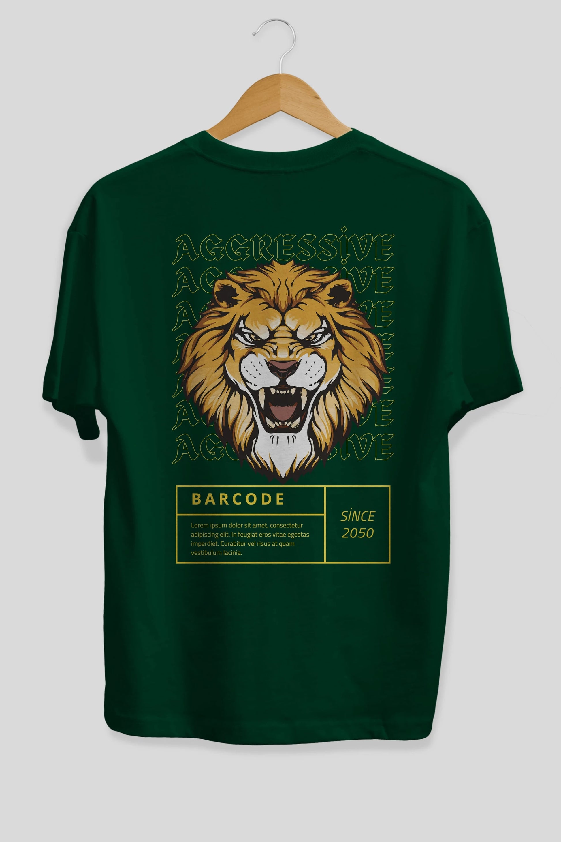 Aggressive Lion Arka Baskılı Oversize t-shirt Erkek Kadın Unisex