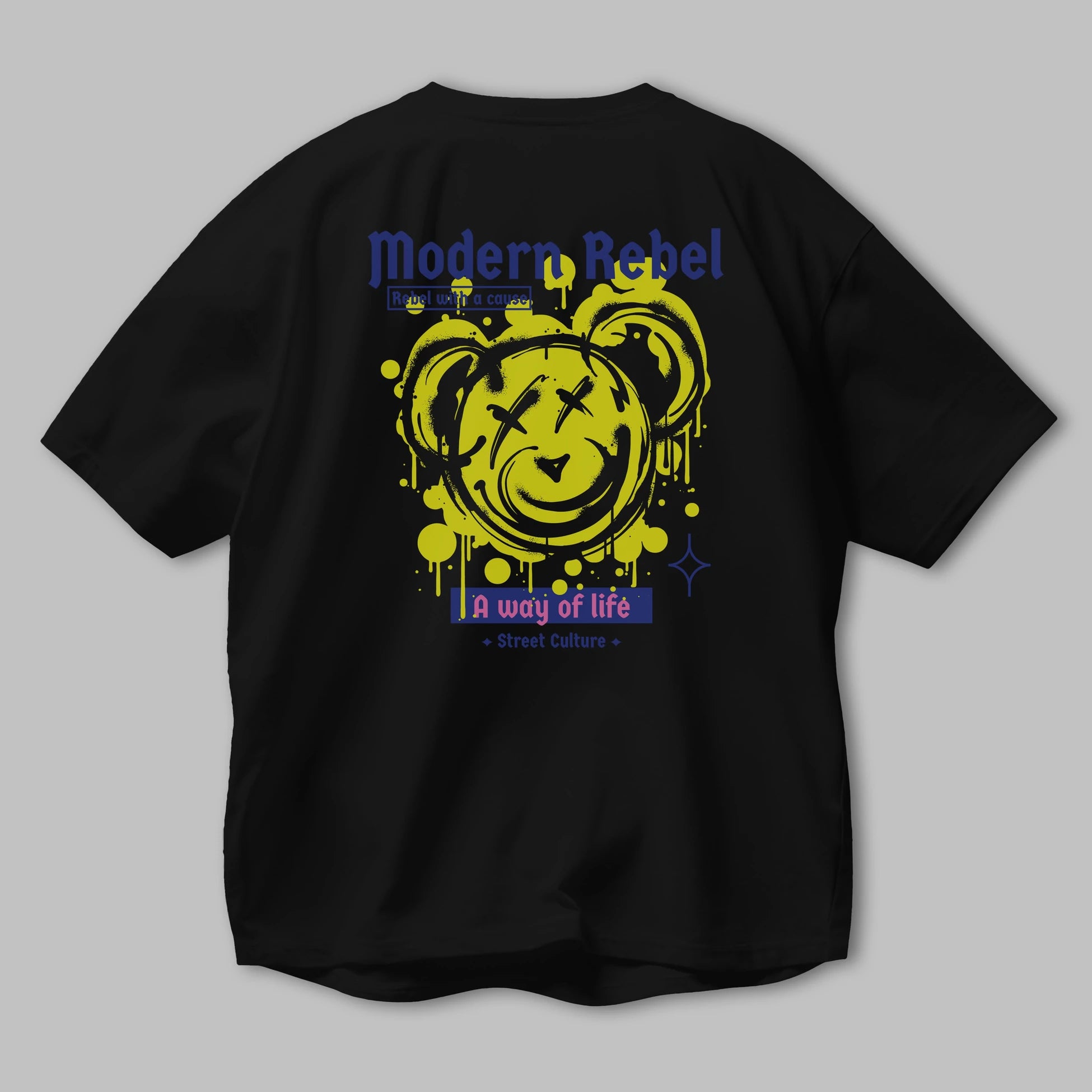 Modern Rebel Bear Arka Baskılı Oversize t-shirt Erkek Kadın Unisex