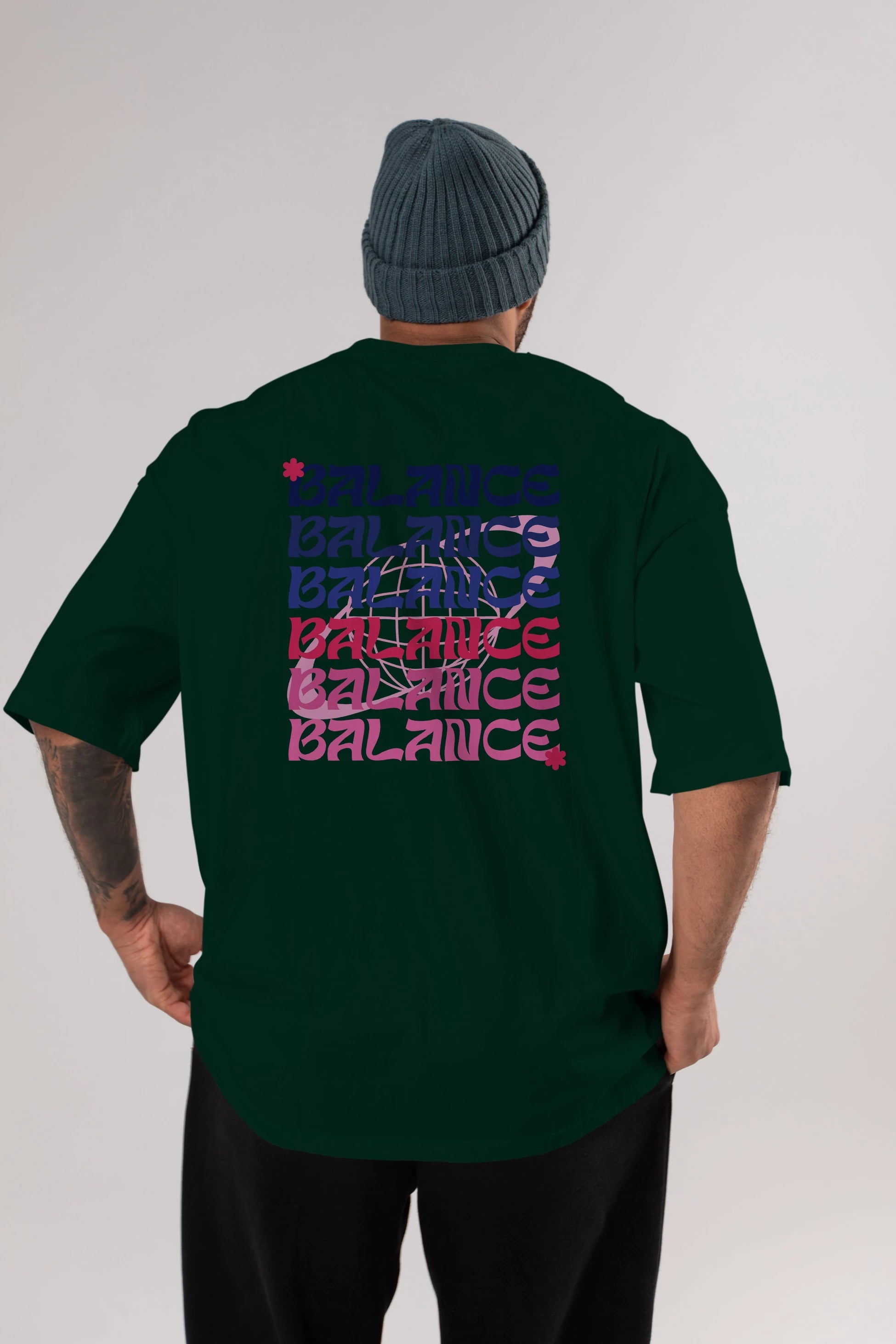 Balance Yazılı Arka Baskılı Oversize t-shirt Erkek Kadın Unisex