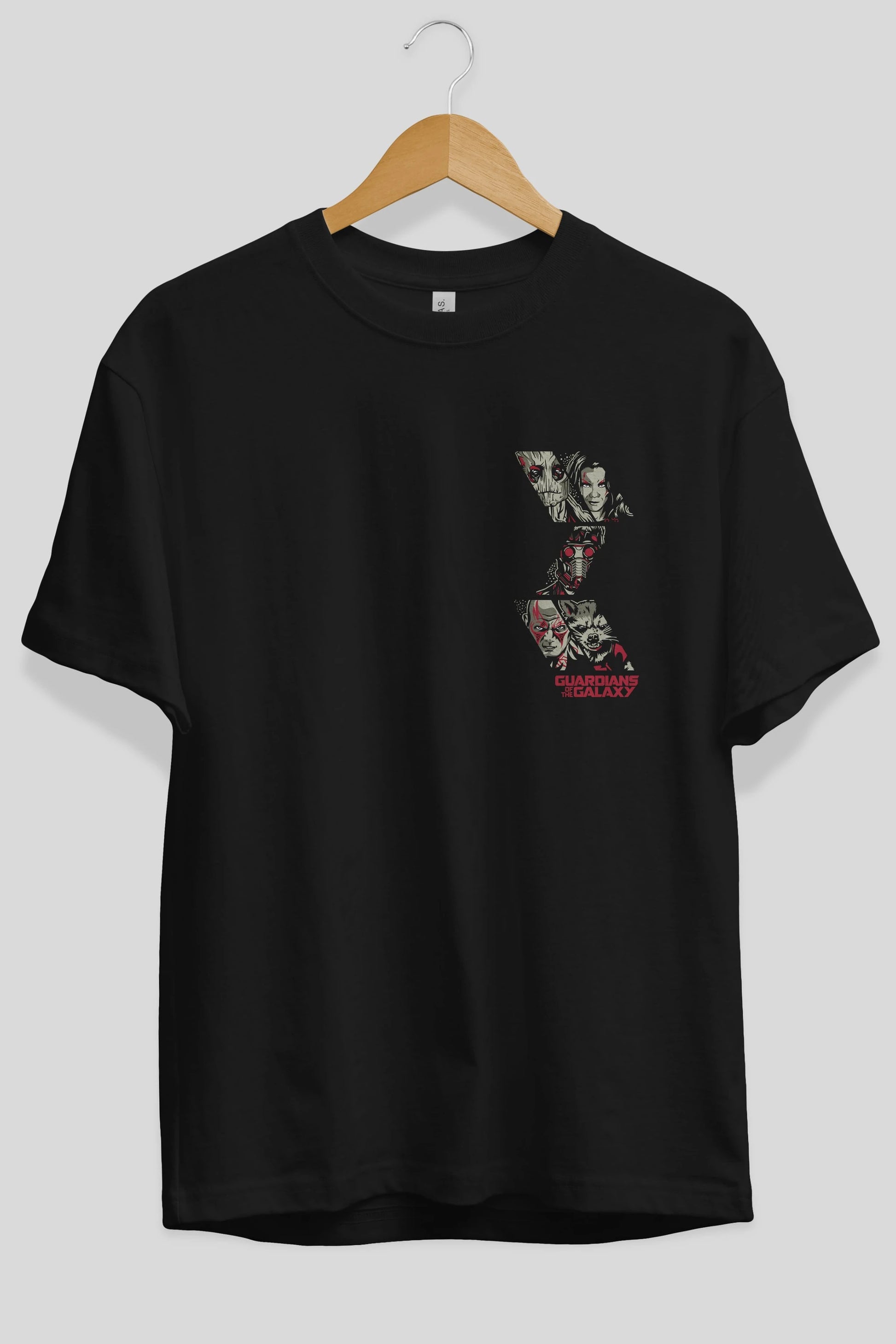 Guardians of The Galaxy (2) Ön Sol Baskılı Oversize t-shirt Erkek Kadın Unisex %100 Pamuk Bisiklet Yaka tişort