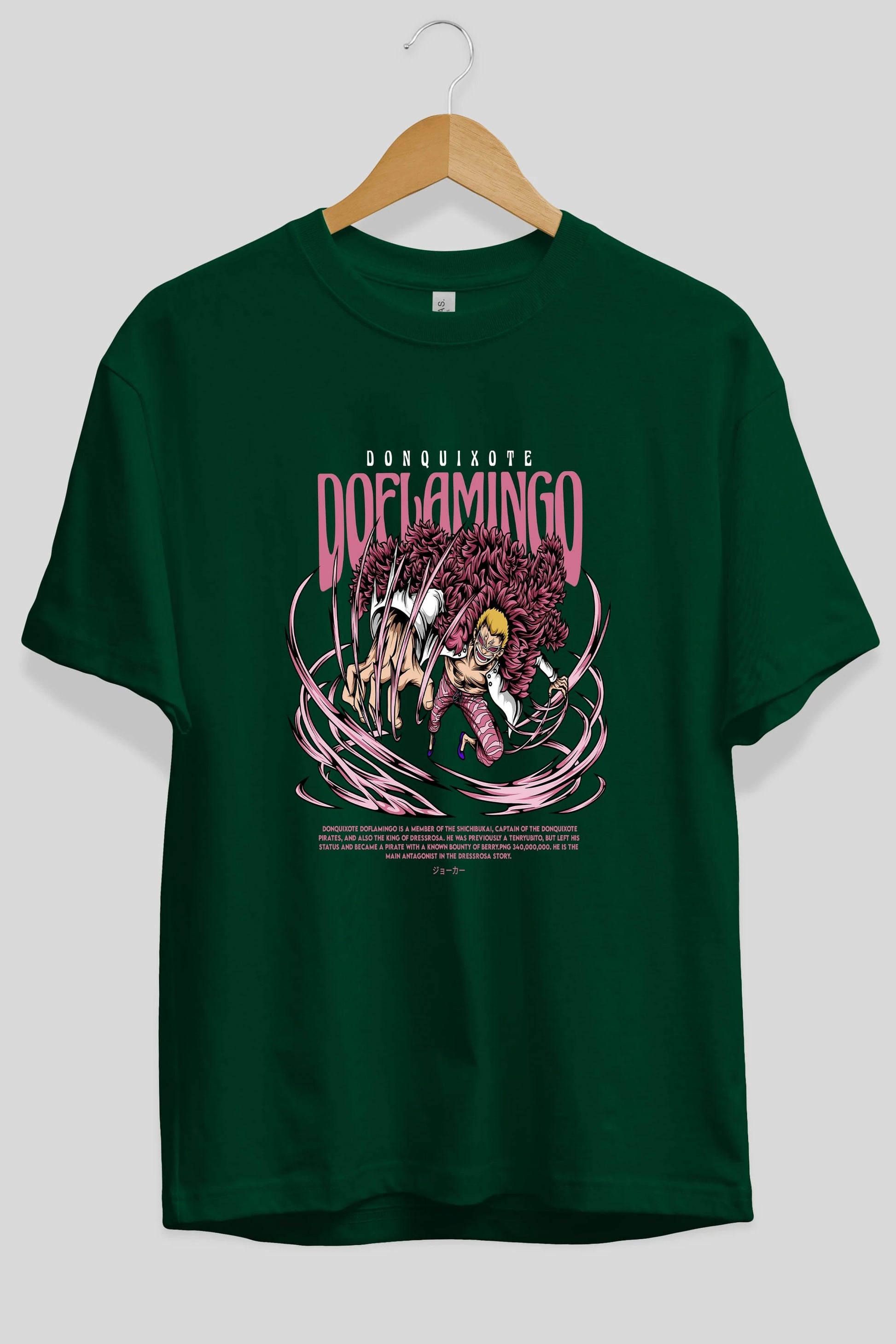 Doflamingo Anime Ön Baskılı Oversize t-shirt %100 pamuk Erkek Kadın Unisex